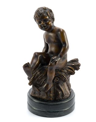 Bronze Sculpture After Auguste Moreau. A 9 1/2" bronze signed Moreau to the lower back of the 