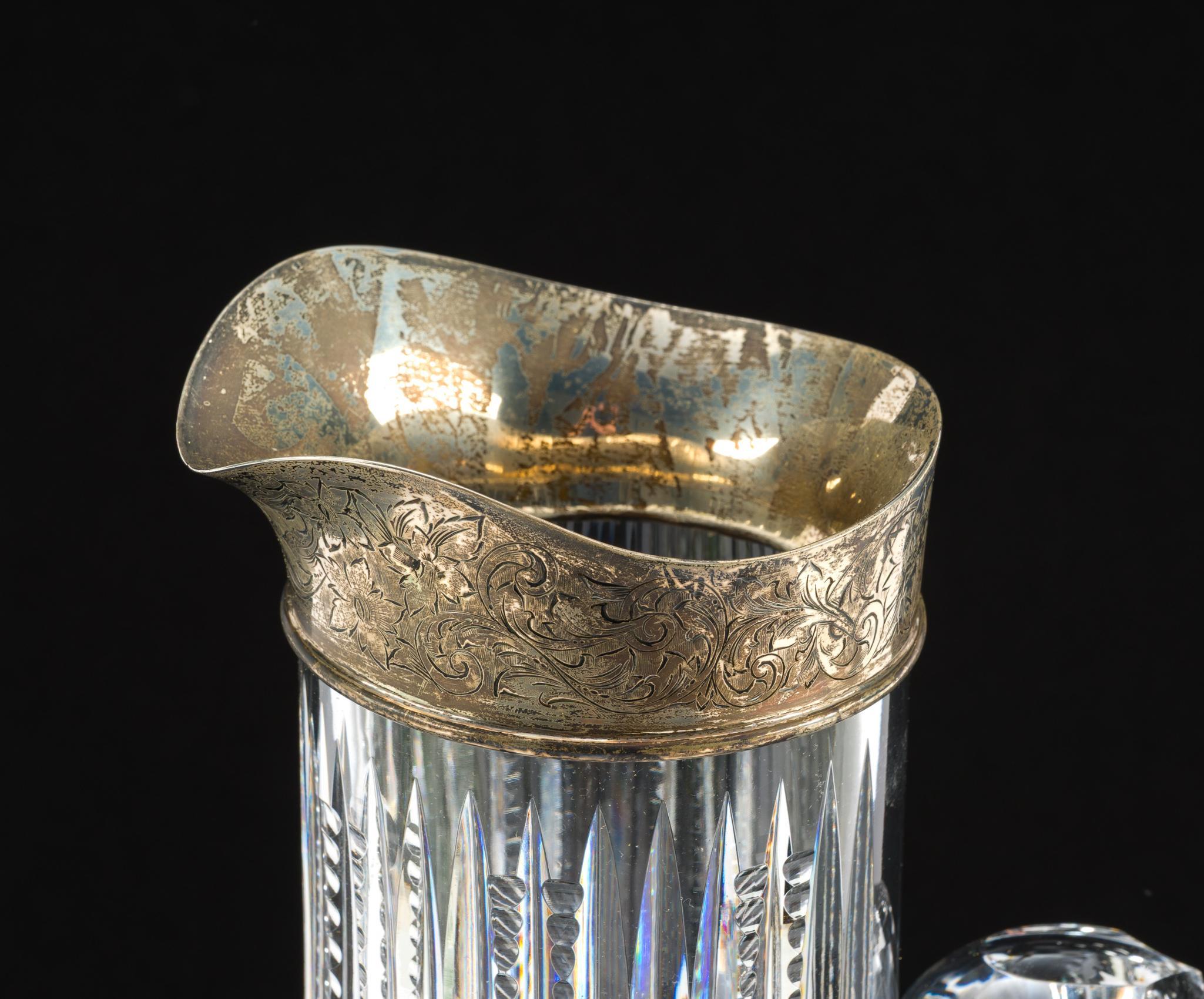 Sterling Silver & Cut Glass Water Pitcher