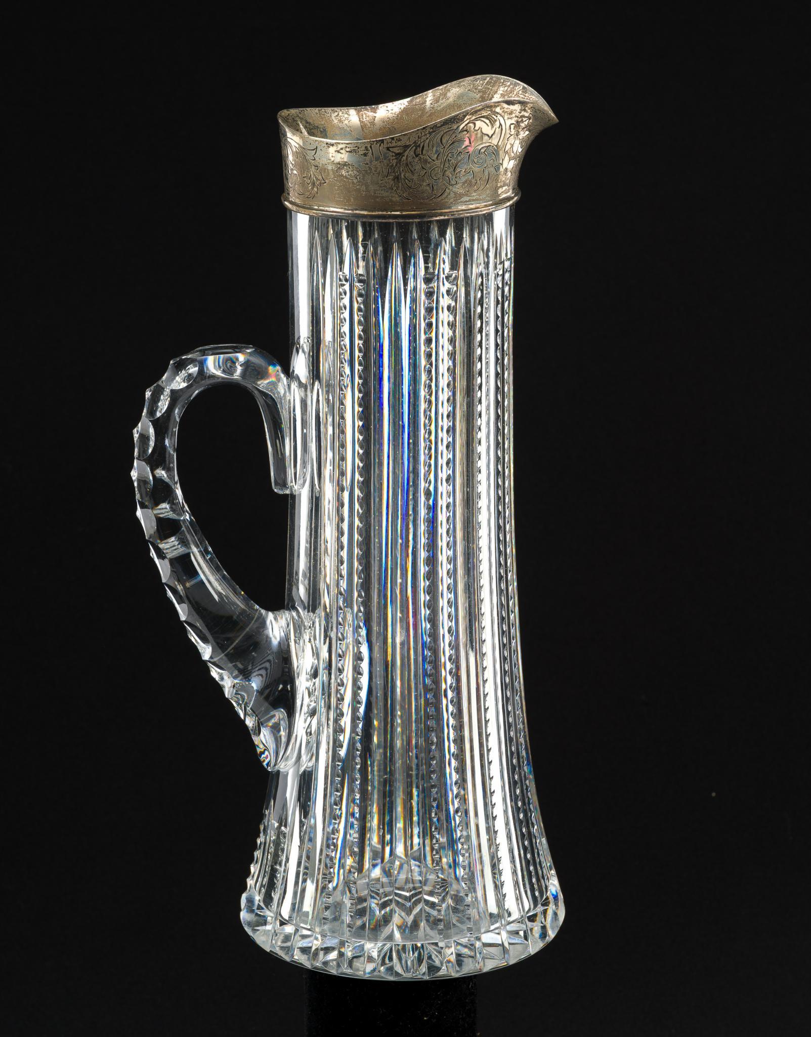 Sterling Silver & Cut Glass Water Pitcher