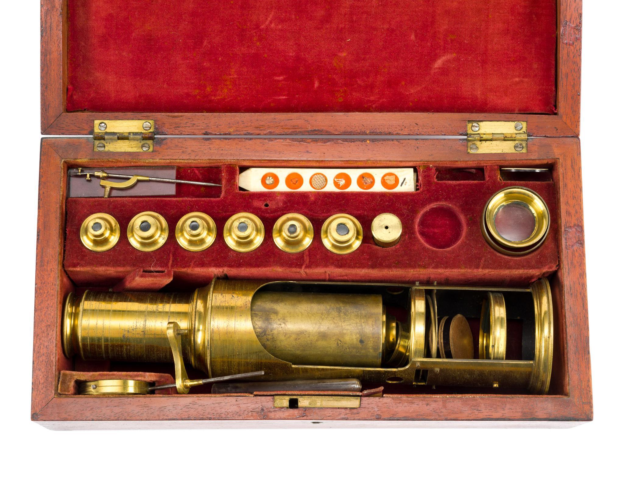 Cased Brass Portable Drum Microscope