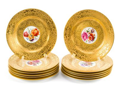 Set of 12 Hutschenreuther Royal Bavarian Plates. All marked. 10-3/4" diameter.