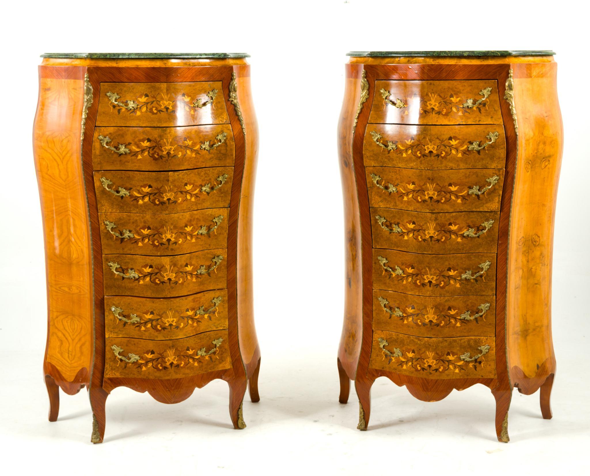 Pair of Louis XV French Inlay Lingerie Chests