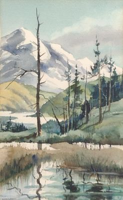 Margaret Ward Signed Watercolor. Measures 17-1/2" x 21-1/4" with frame.
