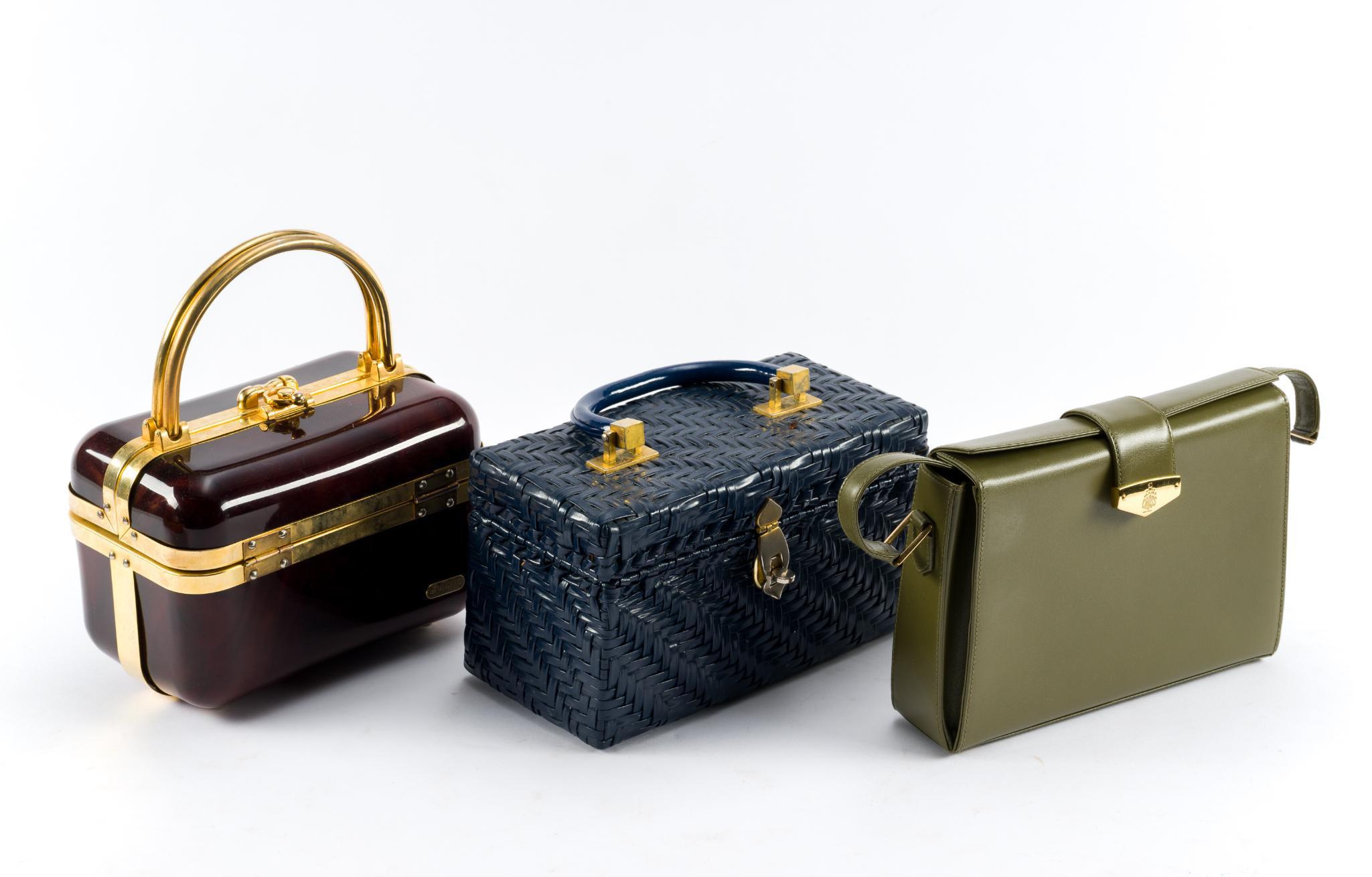 3 Handbags incl. Baulotto Lucite Trunk Purse