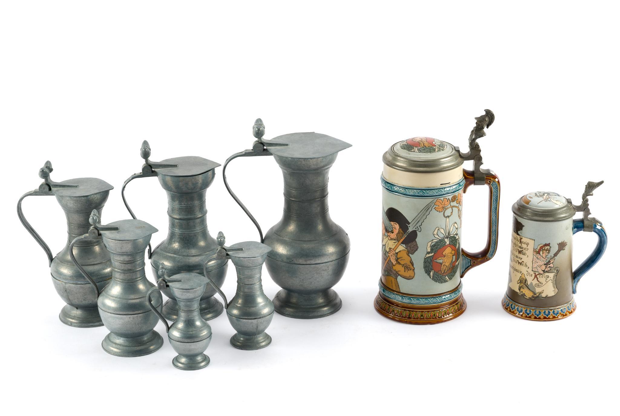 2 Steins and Pewter Jugs Set