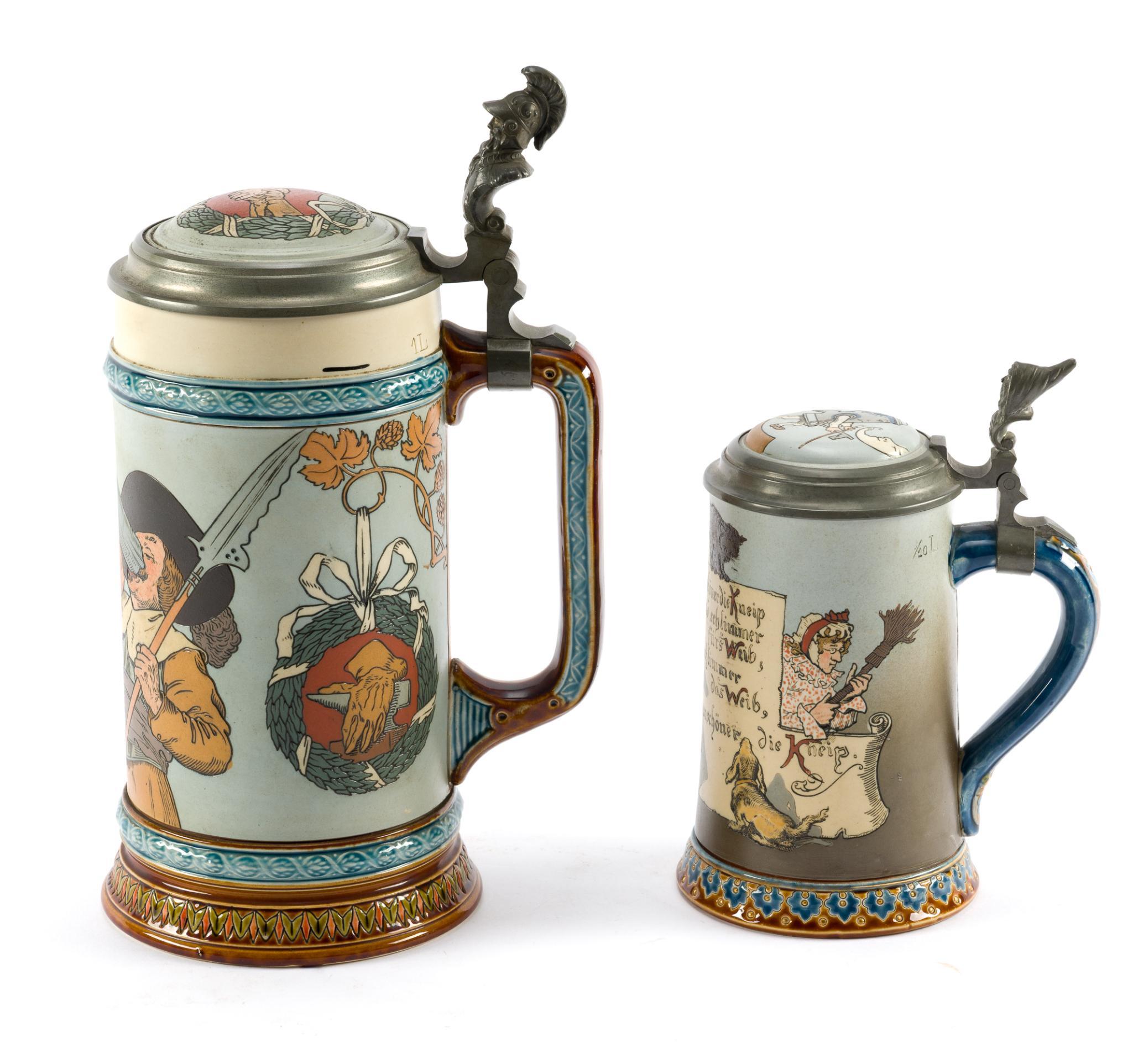 2 Steins and Pewter Jugs Set