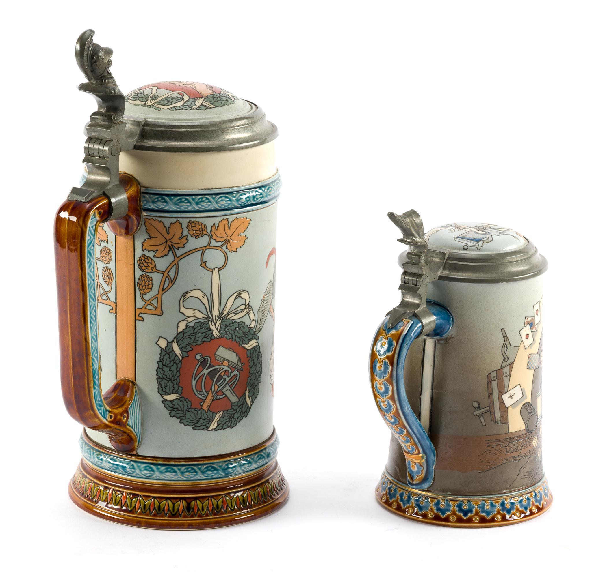 2 Steins and Pewter Jugs Set