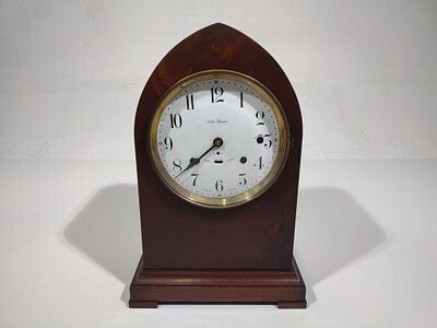 Seth Thomas Mantle Clock. Not currently running. Label for Dutch Hill Clock Shop. 12-1/8" wide x 