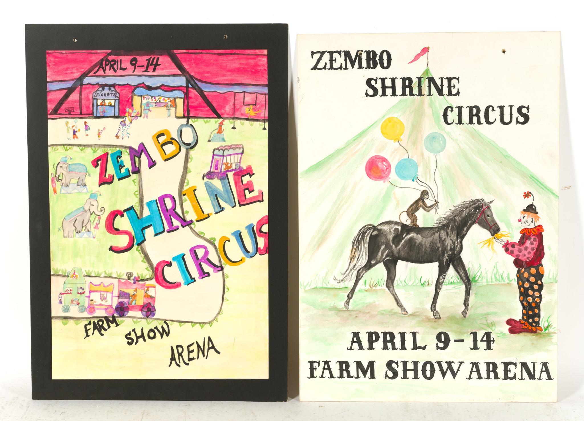 8 Hand Painted Posters Zembo Shrine Circus 1973