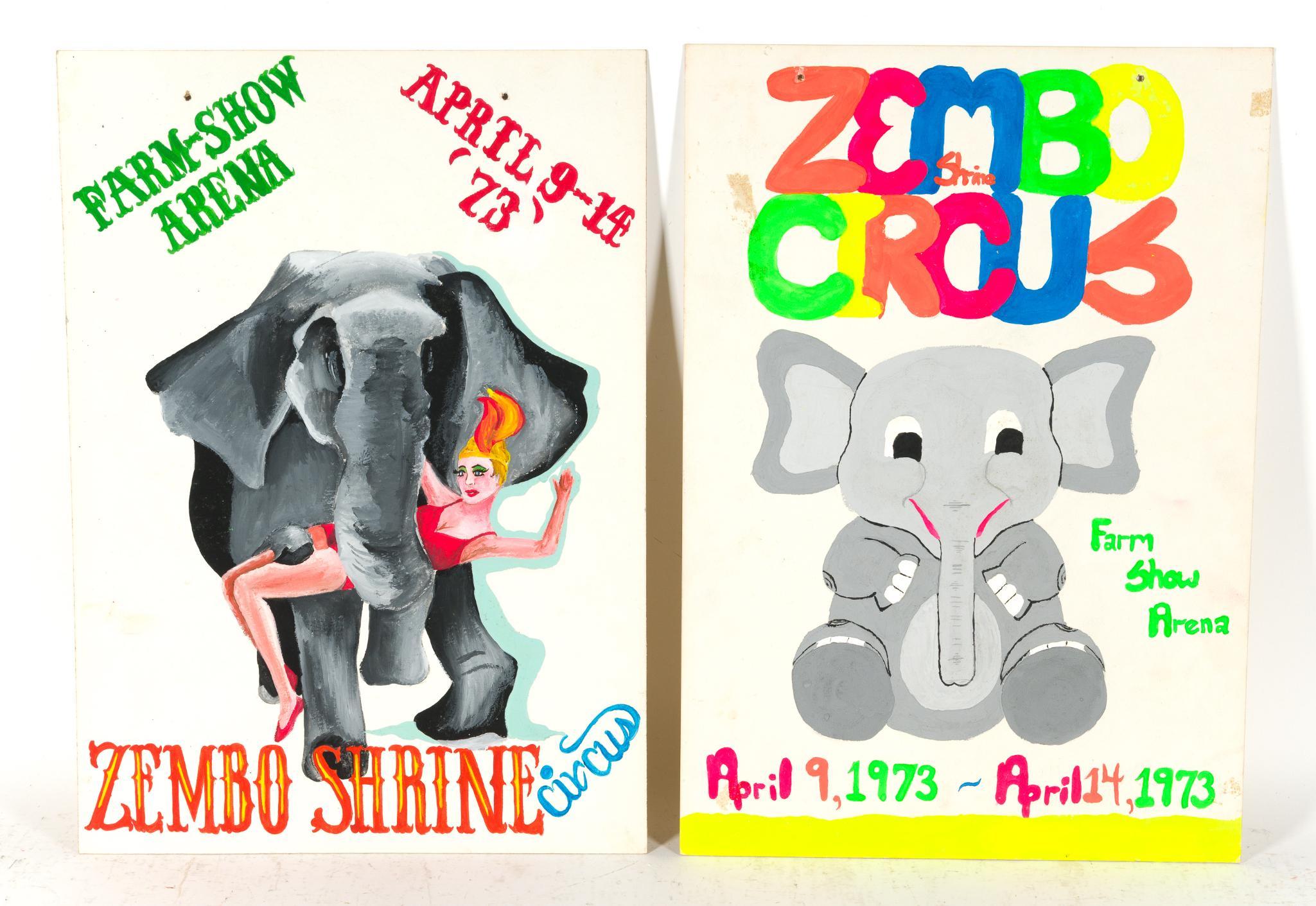 8 Hand Painted Posters Zembo Shrine Circus 1973