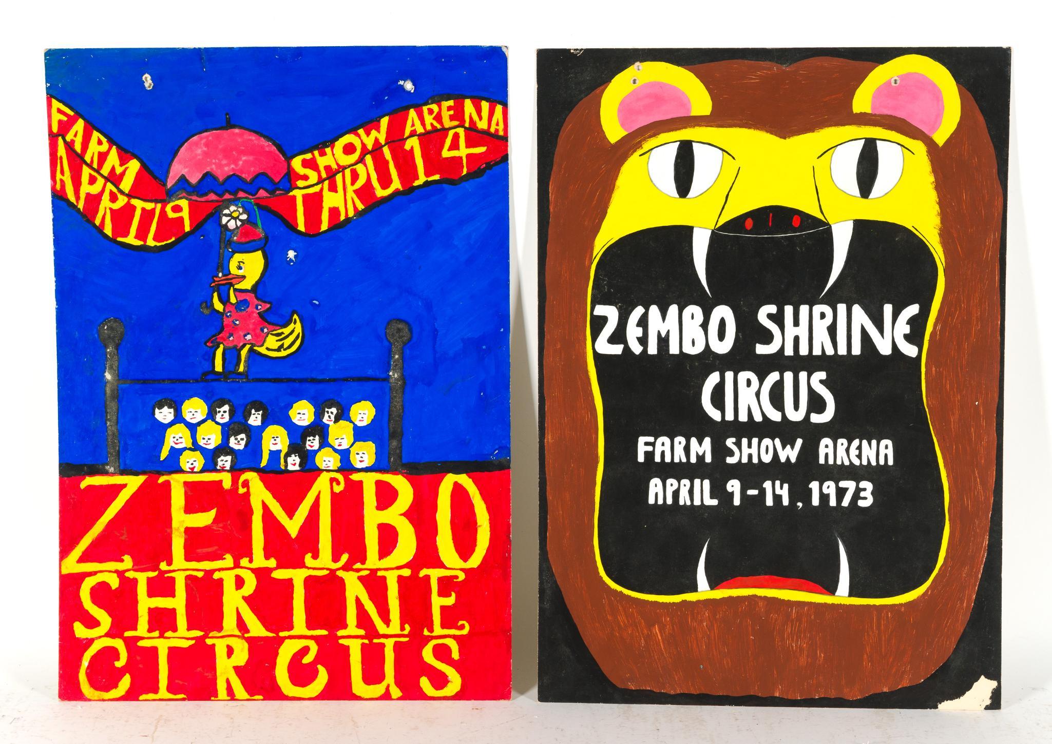 8 Hand Painted Posters Zembo Shrine Circus 1973