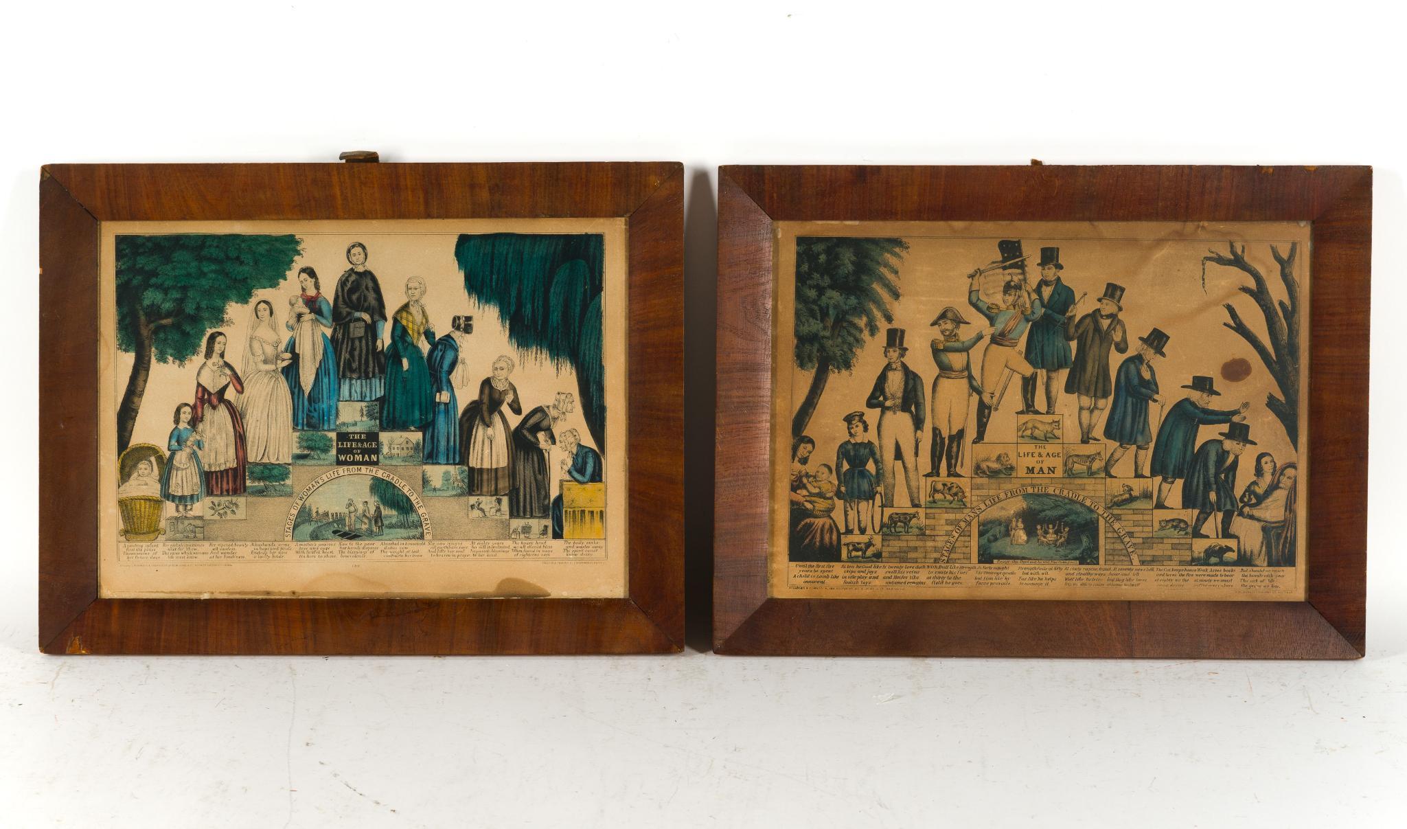 2 Framed Lithographs The Life & Age of Woman and Man