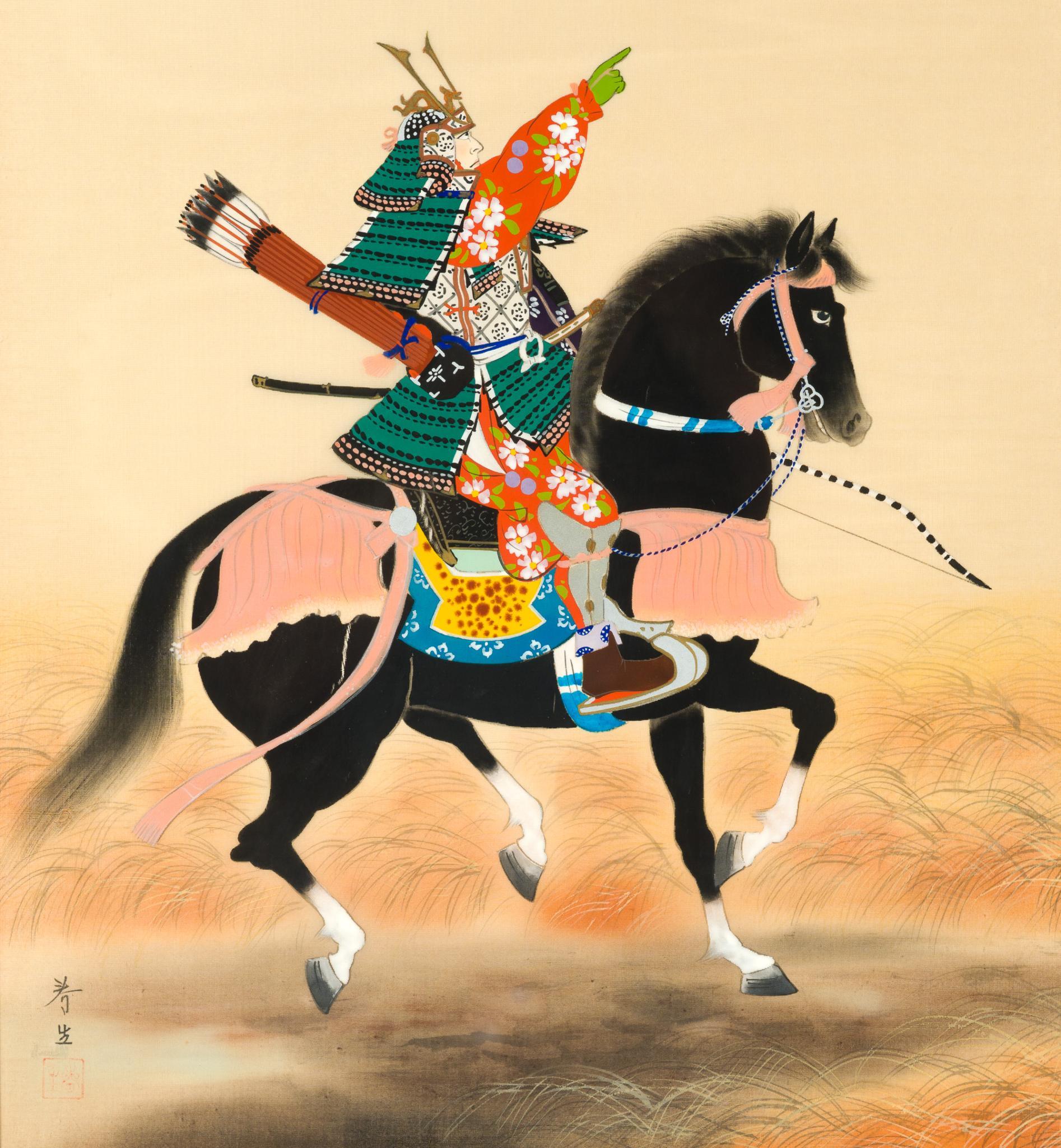 Pair of Japanese Paintings on Silk of Samurai
