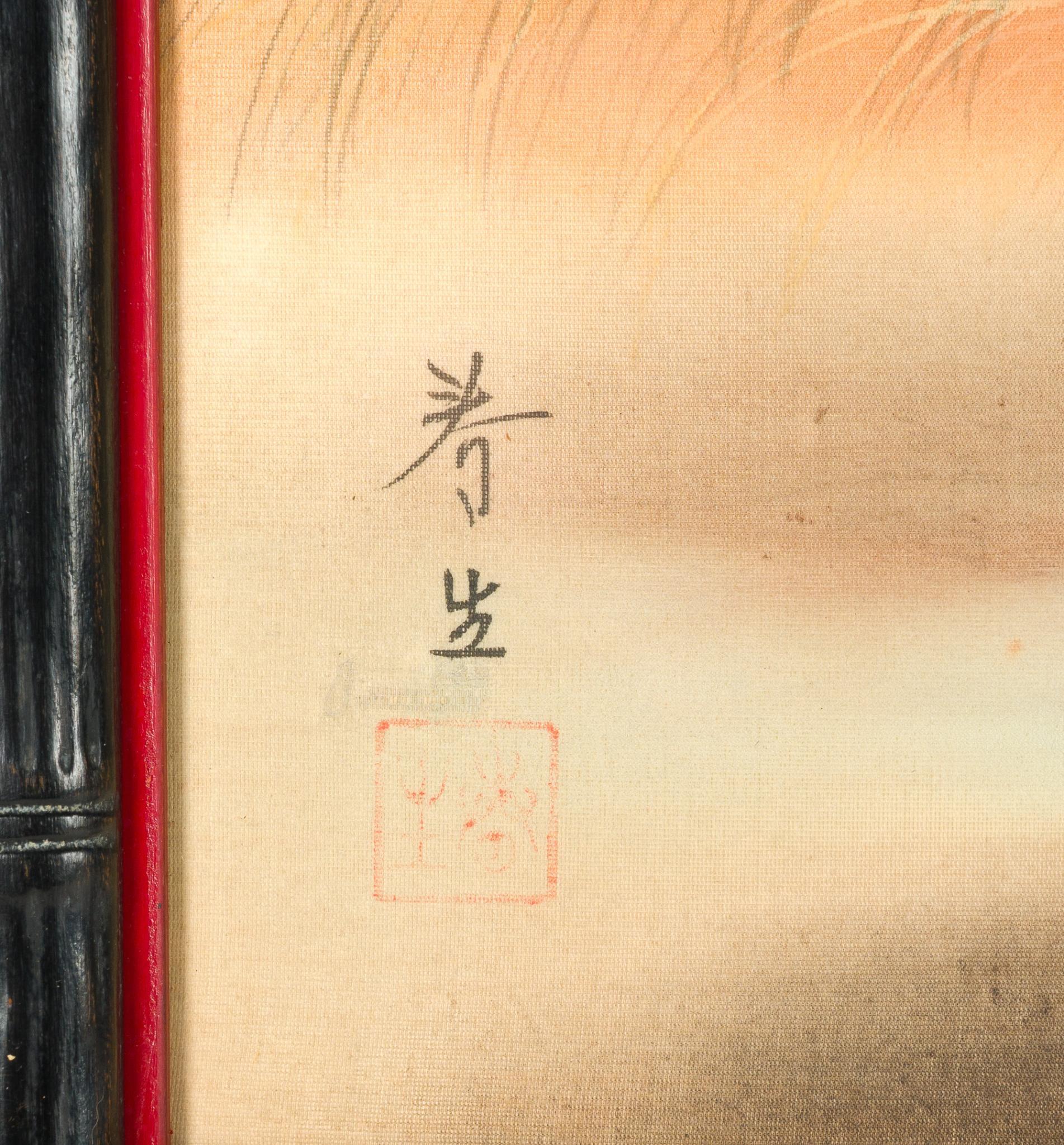 Pair of Japanese Paintings on Silk of Samurai