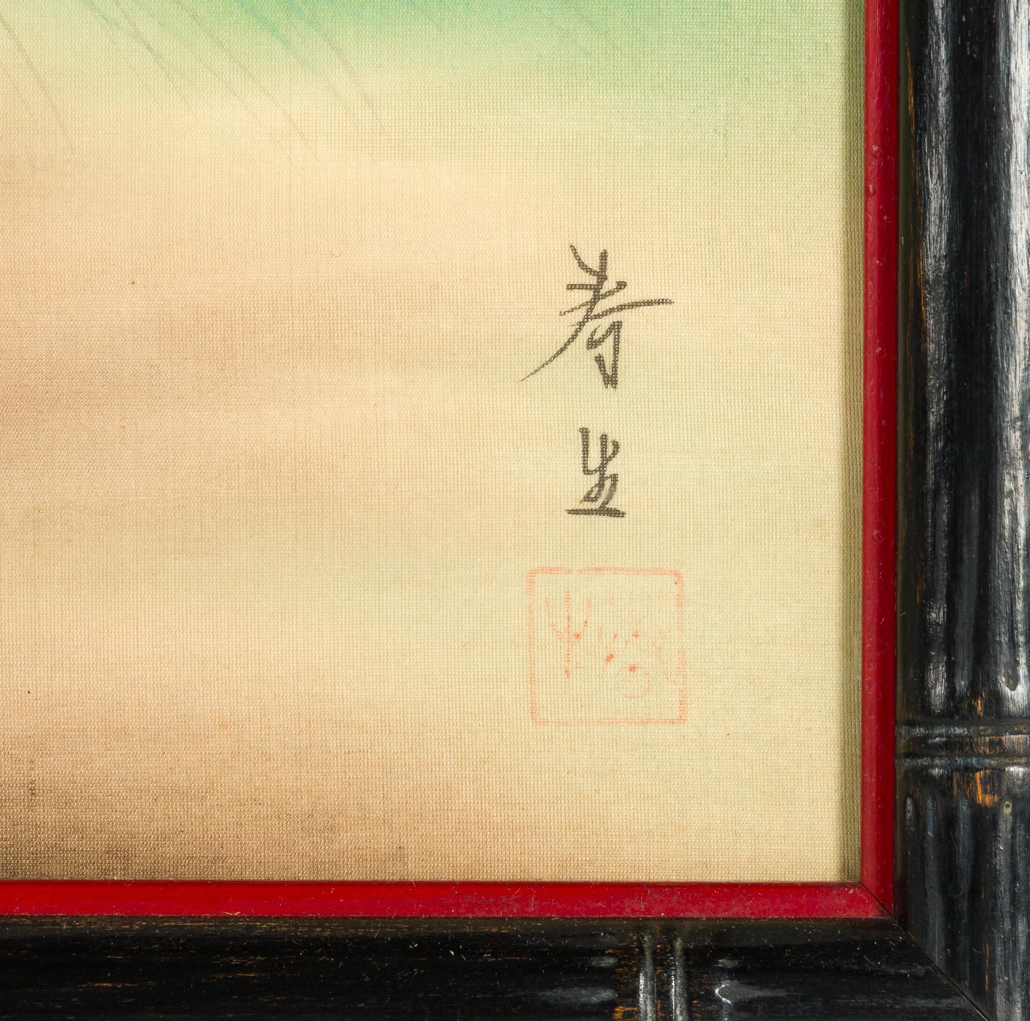 Pair of Japanese Paintings on Silk of Samurai