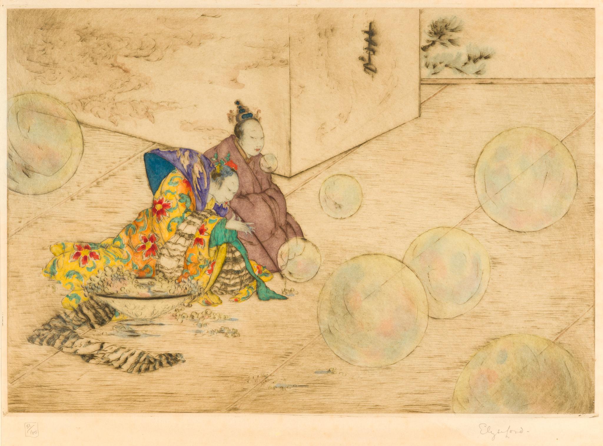 Elyse Ashe Lord Hand Colored Etching