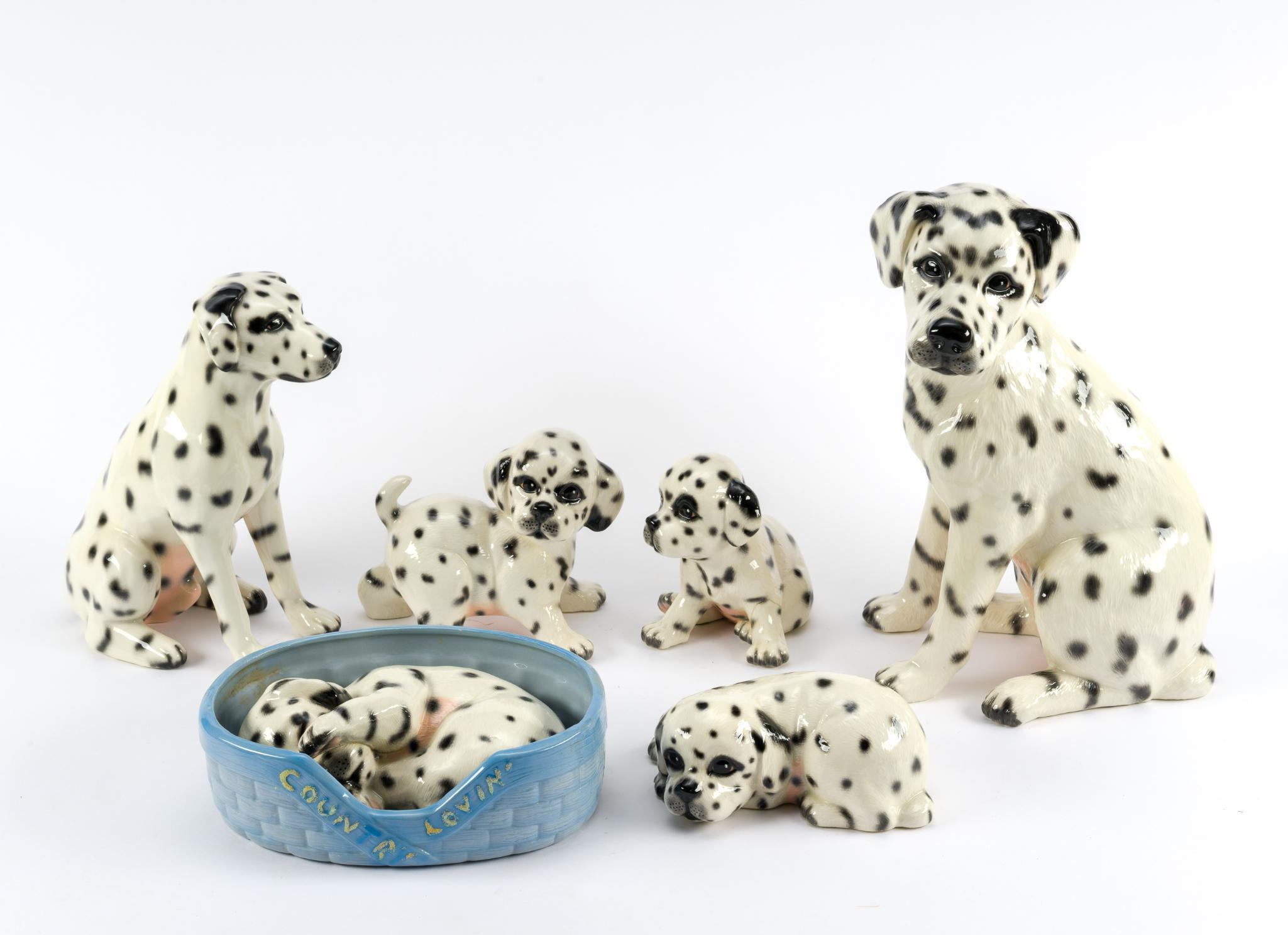 6 Porcelain Dalmation Statues