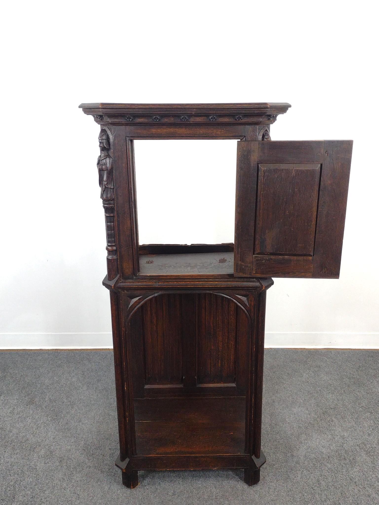 Carved Gothic Revival Credence or Wine Cabinet