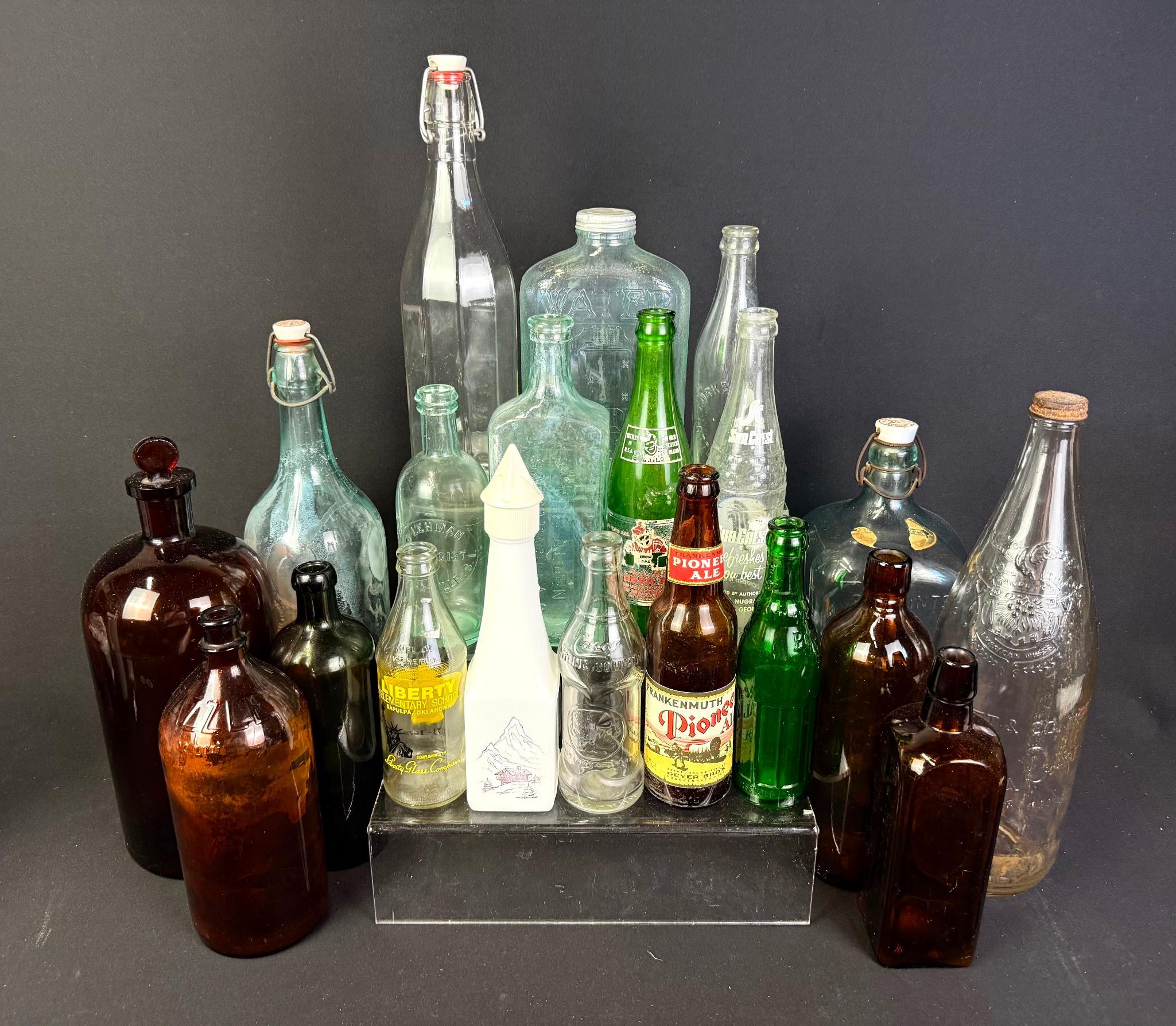 19 Vintage Glass Bottles