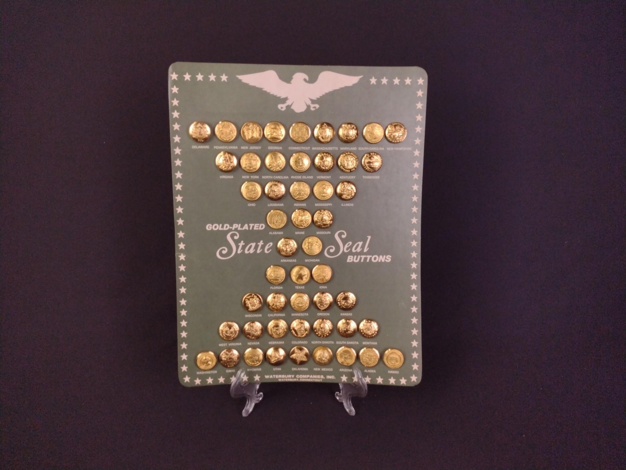 Bicentennial Wedgwood Buttons & Gold Plated State Seal Buttons