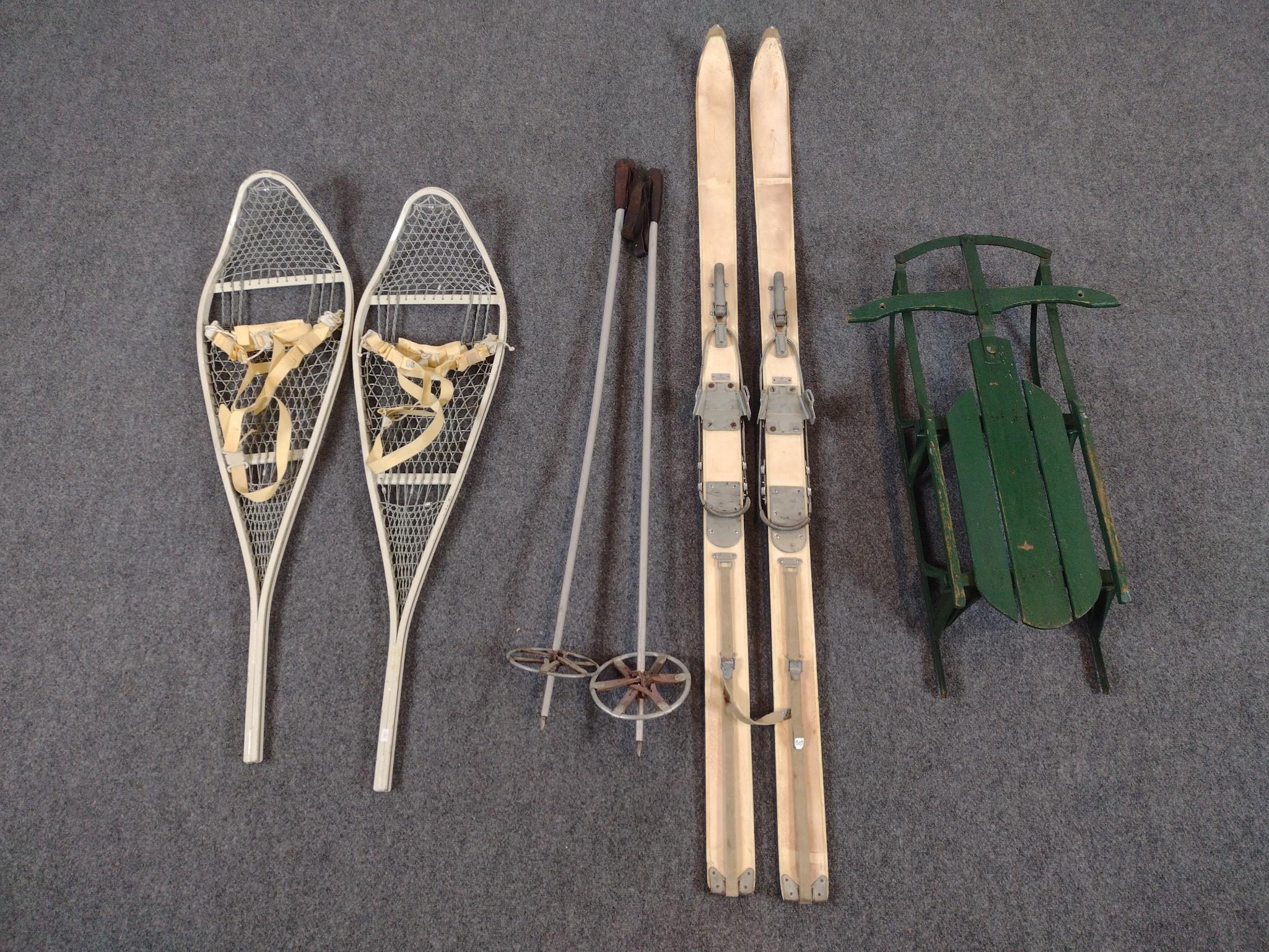 Skis, Snowshoes, and Sled
