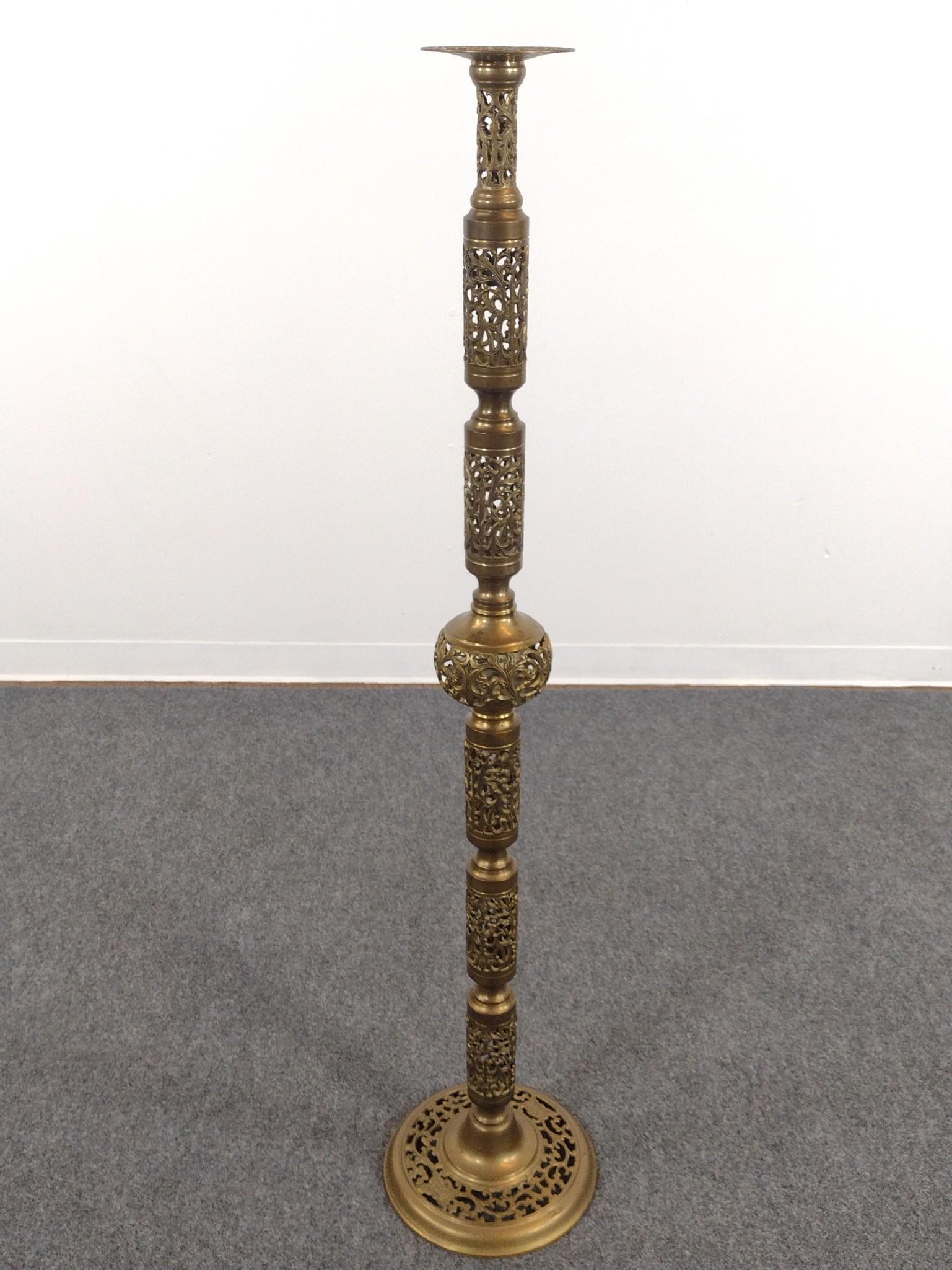 Pierced Brass Candle Stand