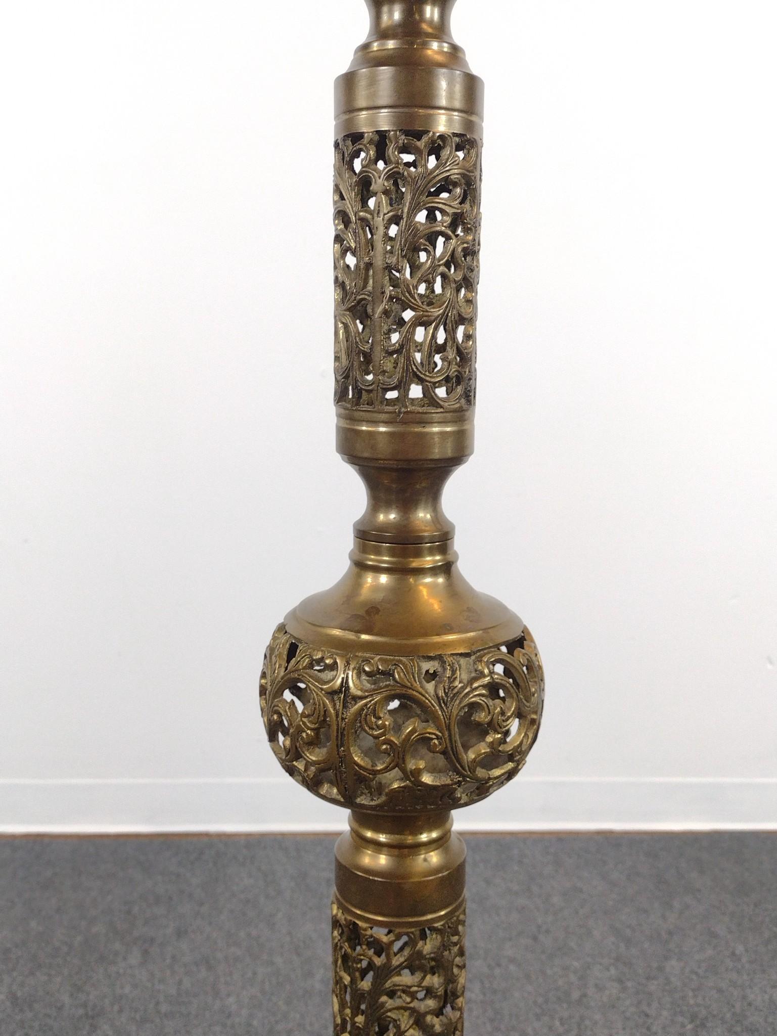 Pierced Brass Candle Stand