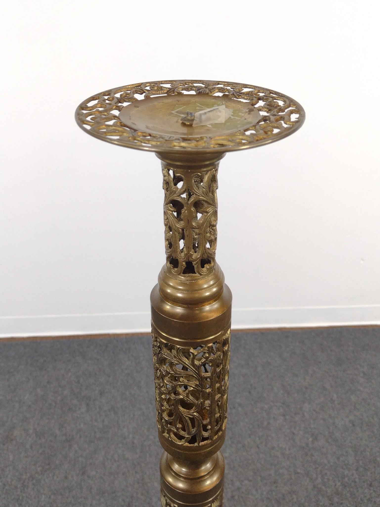 Pierced Brass Candle Stand