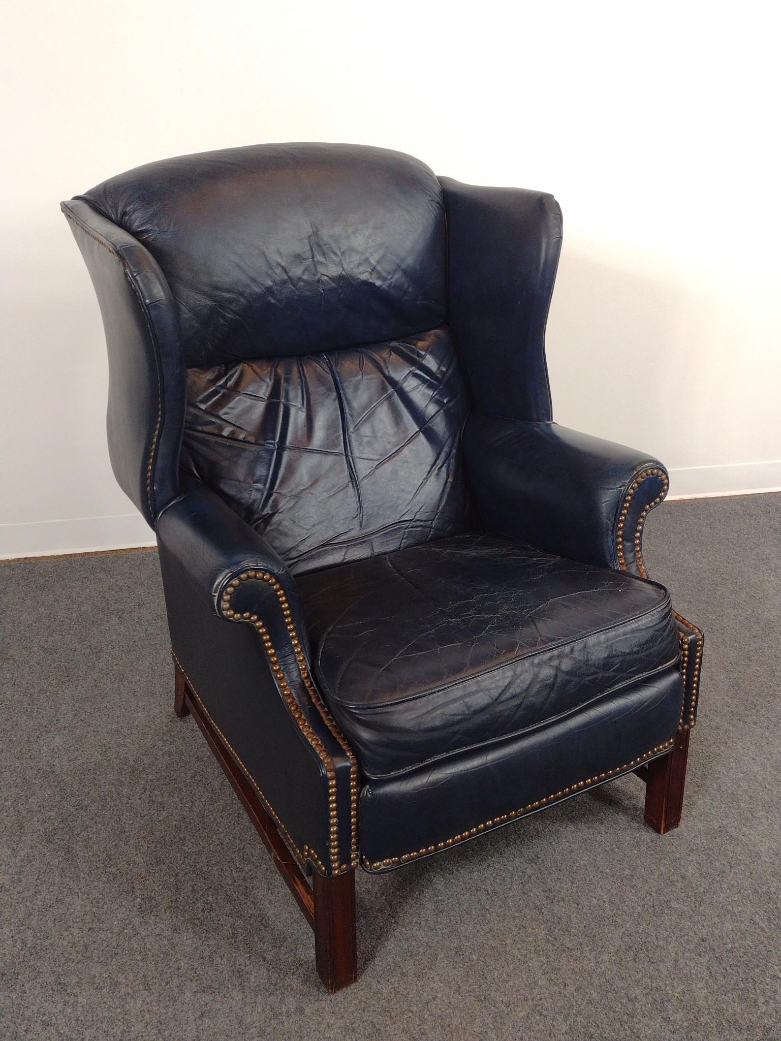 Barcalounger Leather Reclining Wing Back Chair