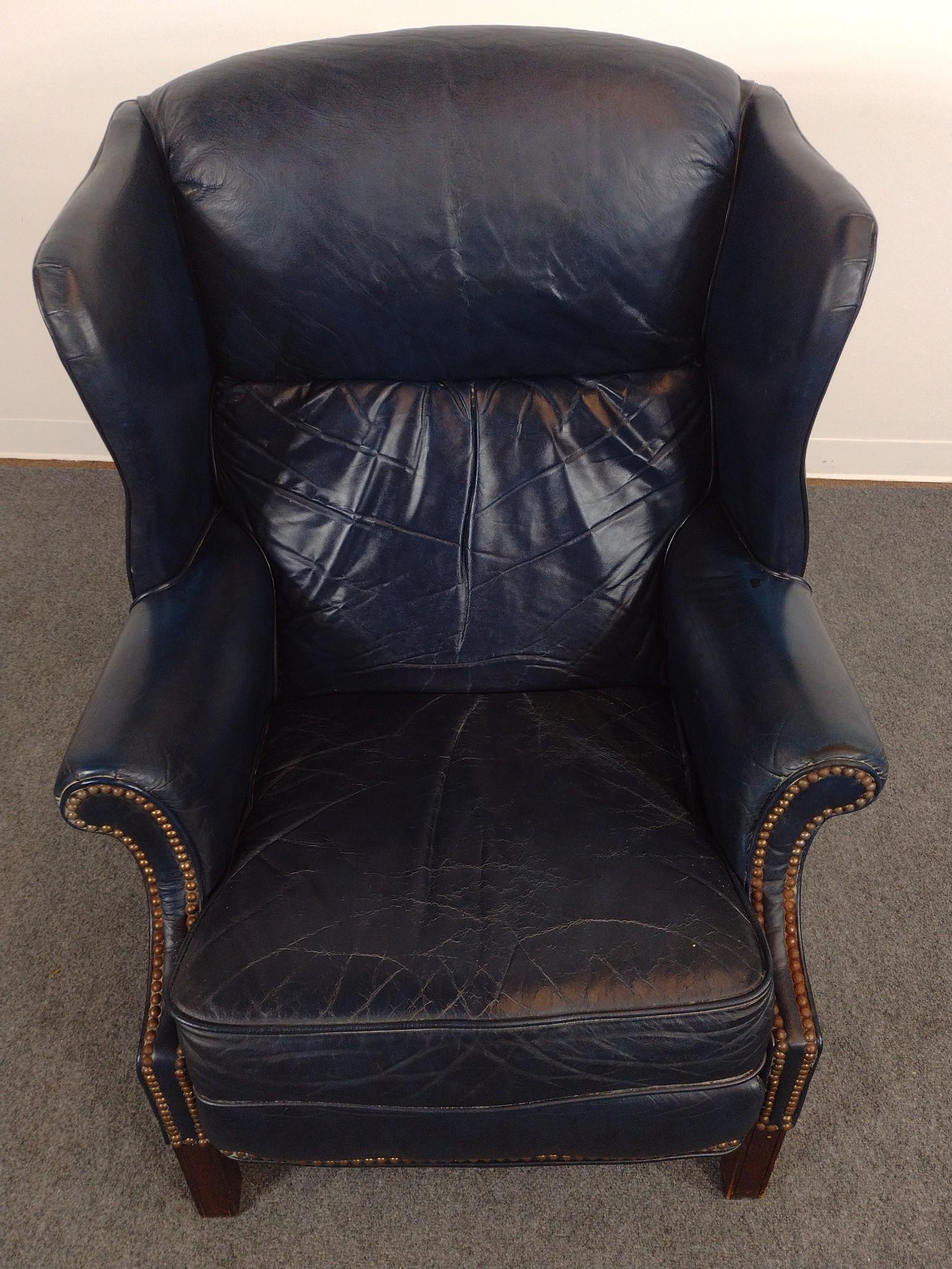 Barcalounger Leather Reclining Wing Back Chair