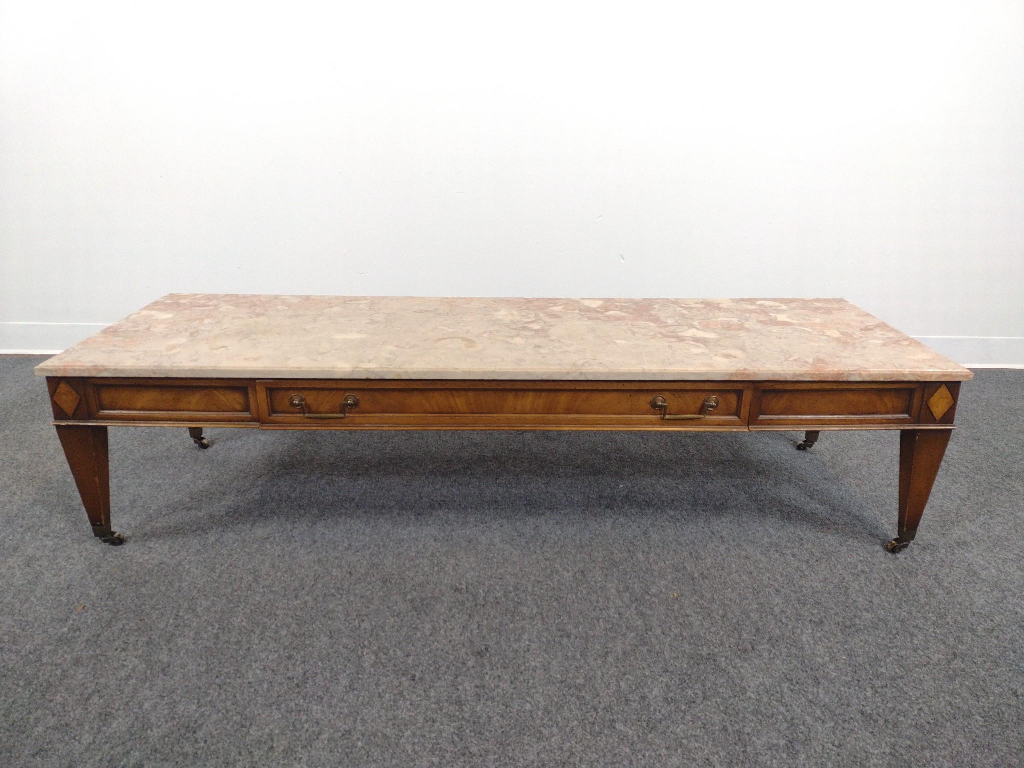 Henredon Marble Top Coffee Table and Pair of End Tables