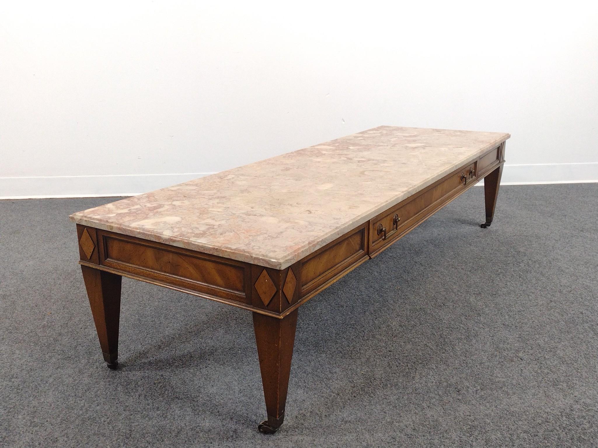 Henredon Marble Top Coffee Table and Pair of End Tables