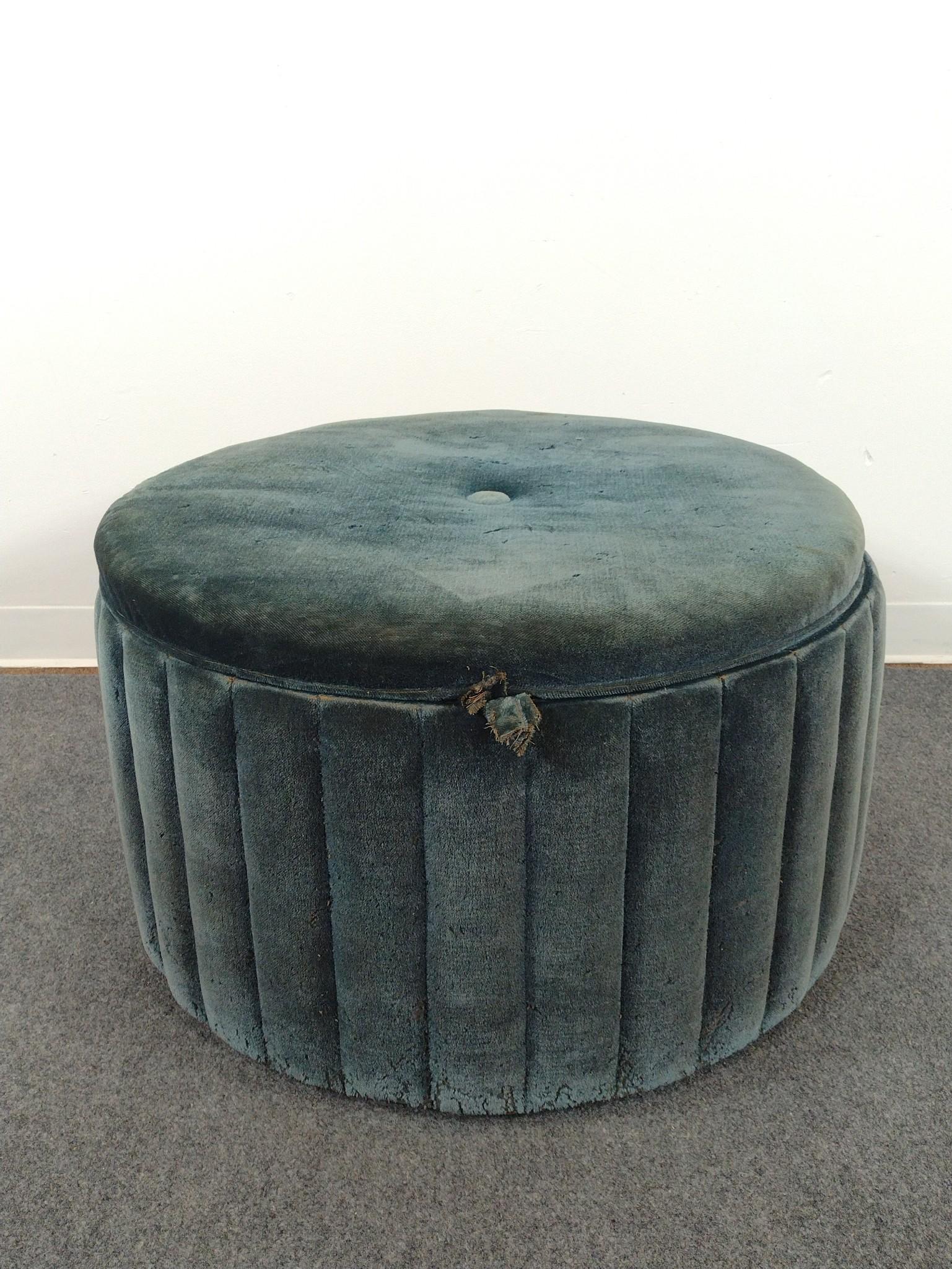 Mid-Century Record Storage Ottoman