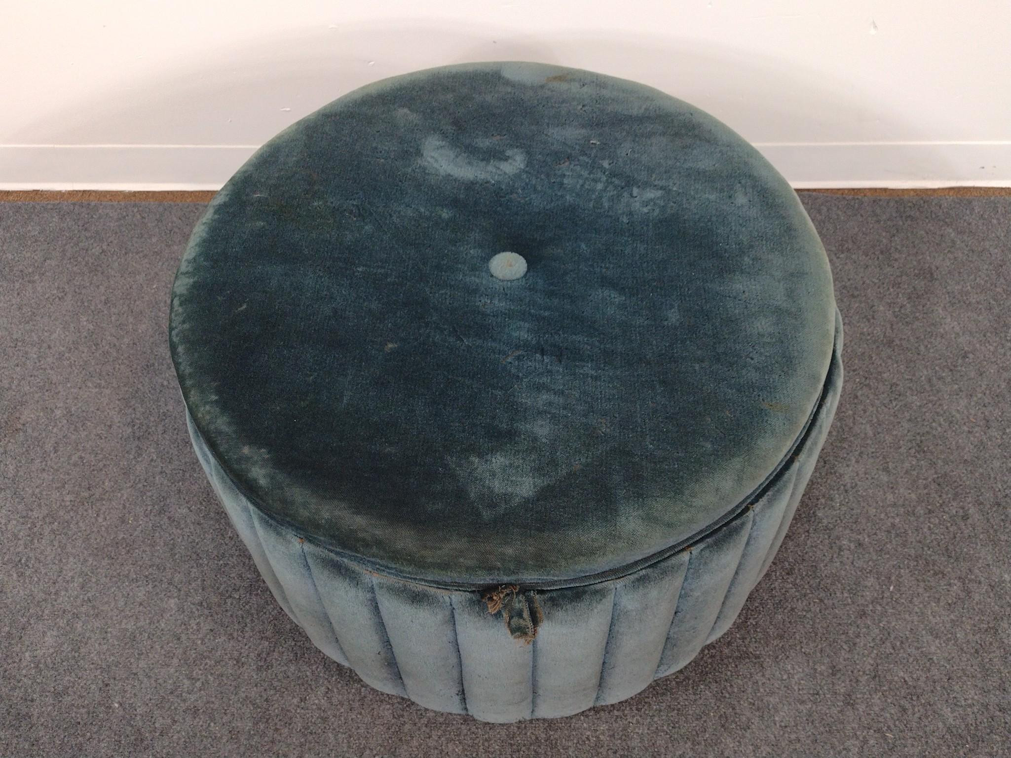 Mid-Century Record Storage Ottoman