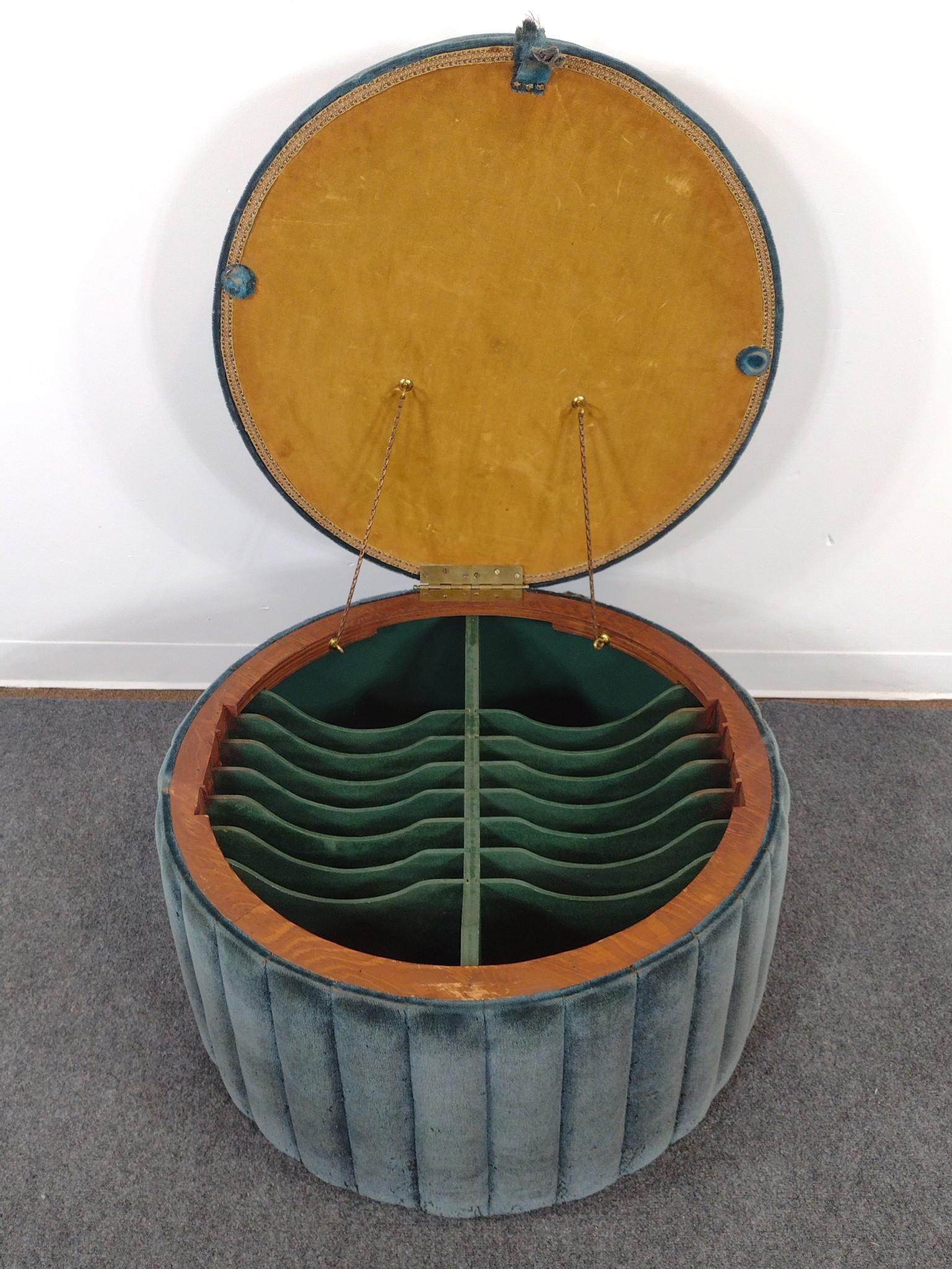 Mid-Century Record Storage Ottoman