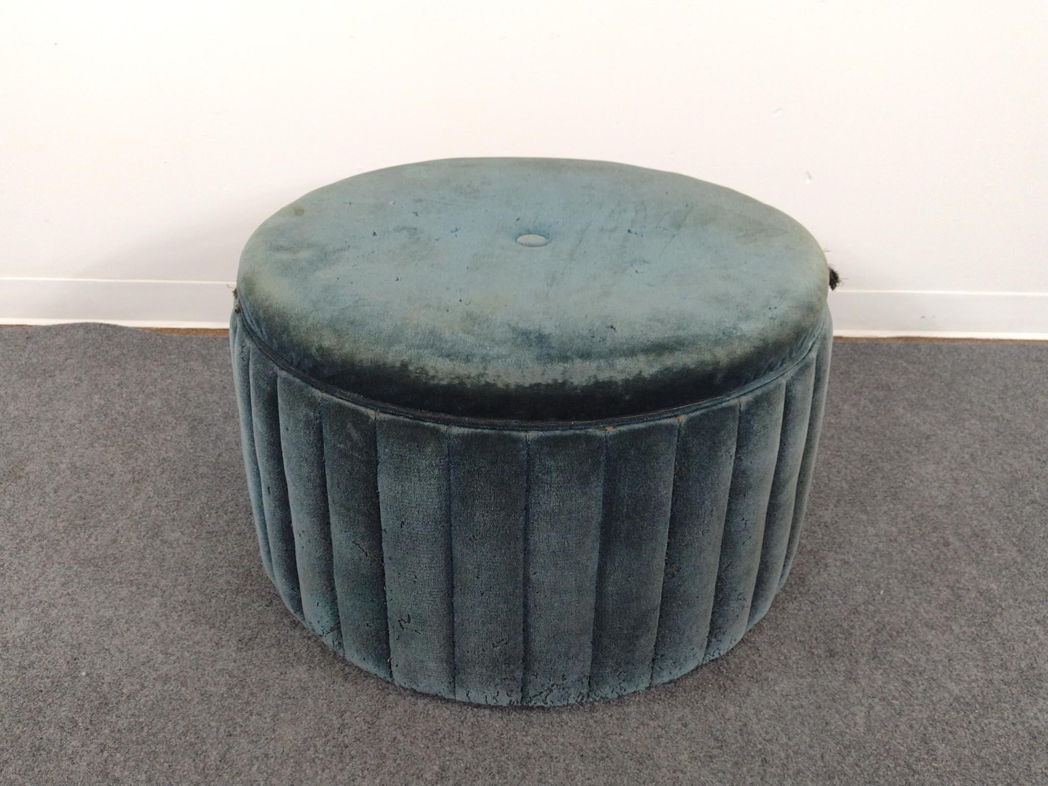 Mid-Century Record Storage Ottoman