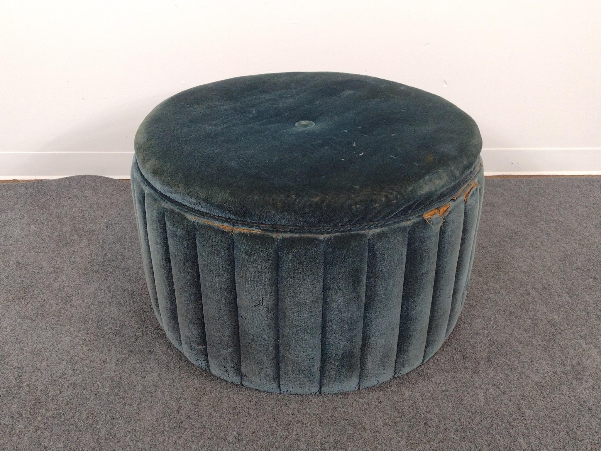 Mid-Century Record Storage Ottoman