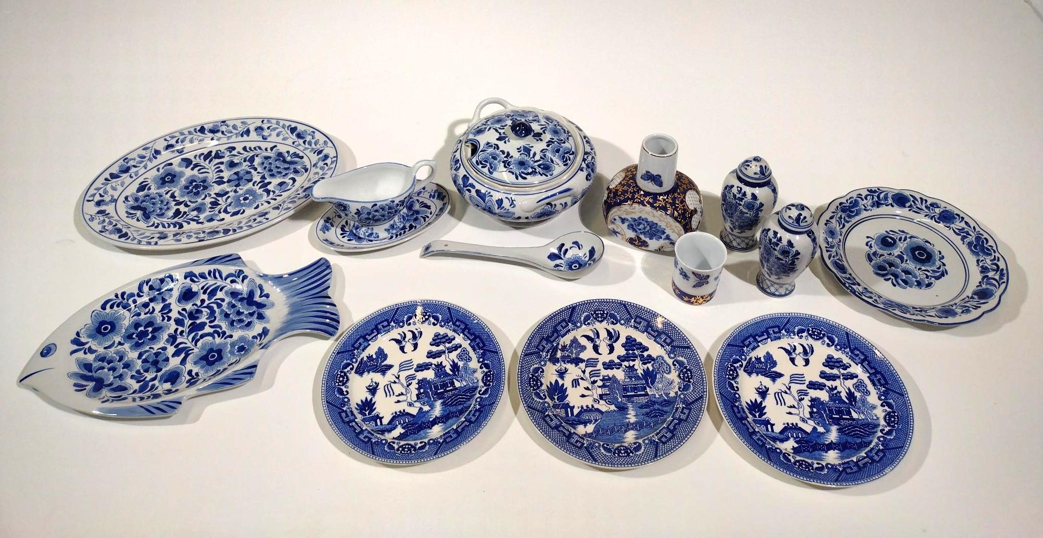 13 Pieces of Blue & White Porcelain