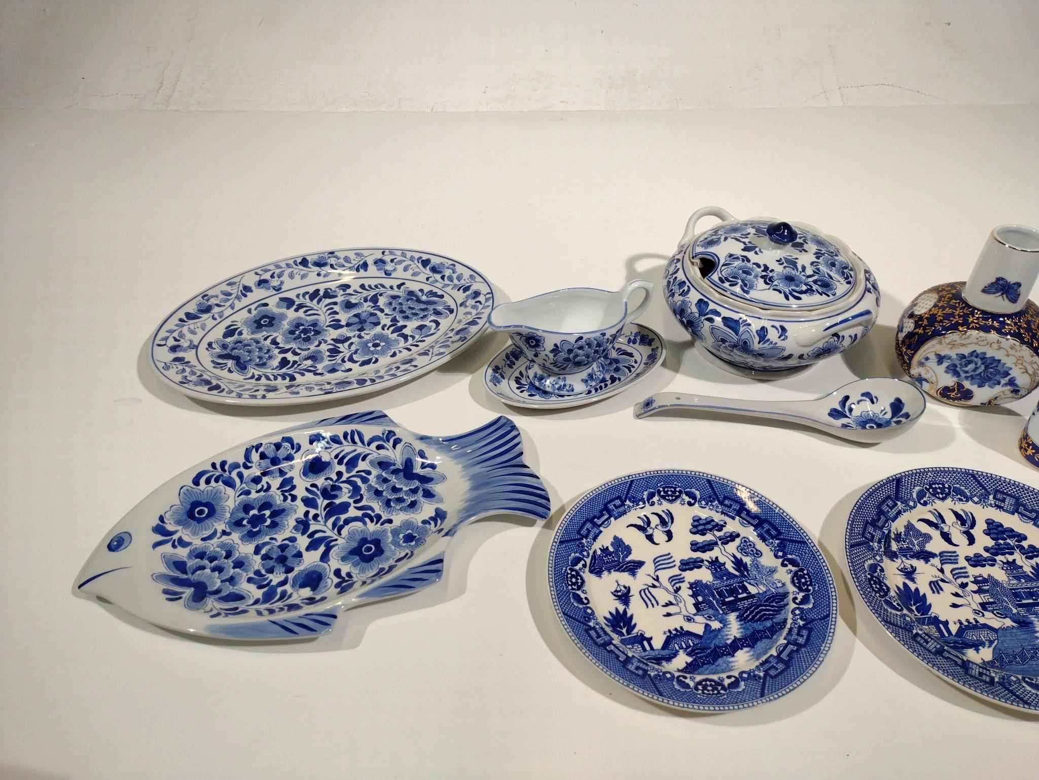 13 Pieces of Blue & White Porcelain