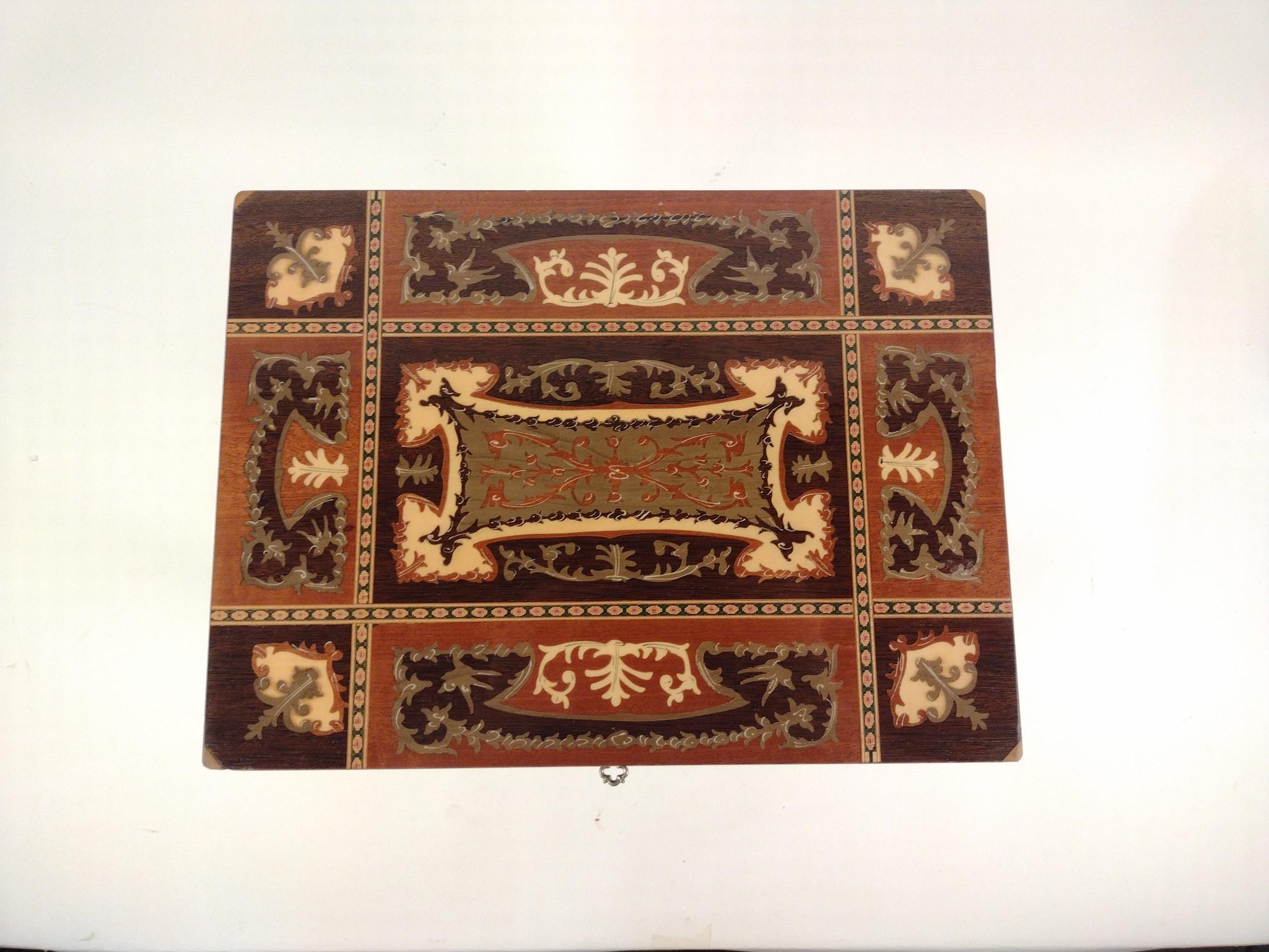 Vintage Swiss Inlaid Music Box Table