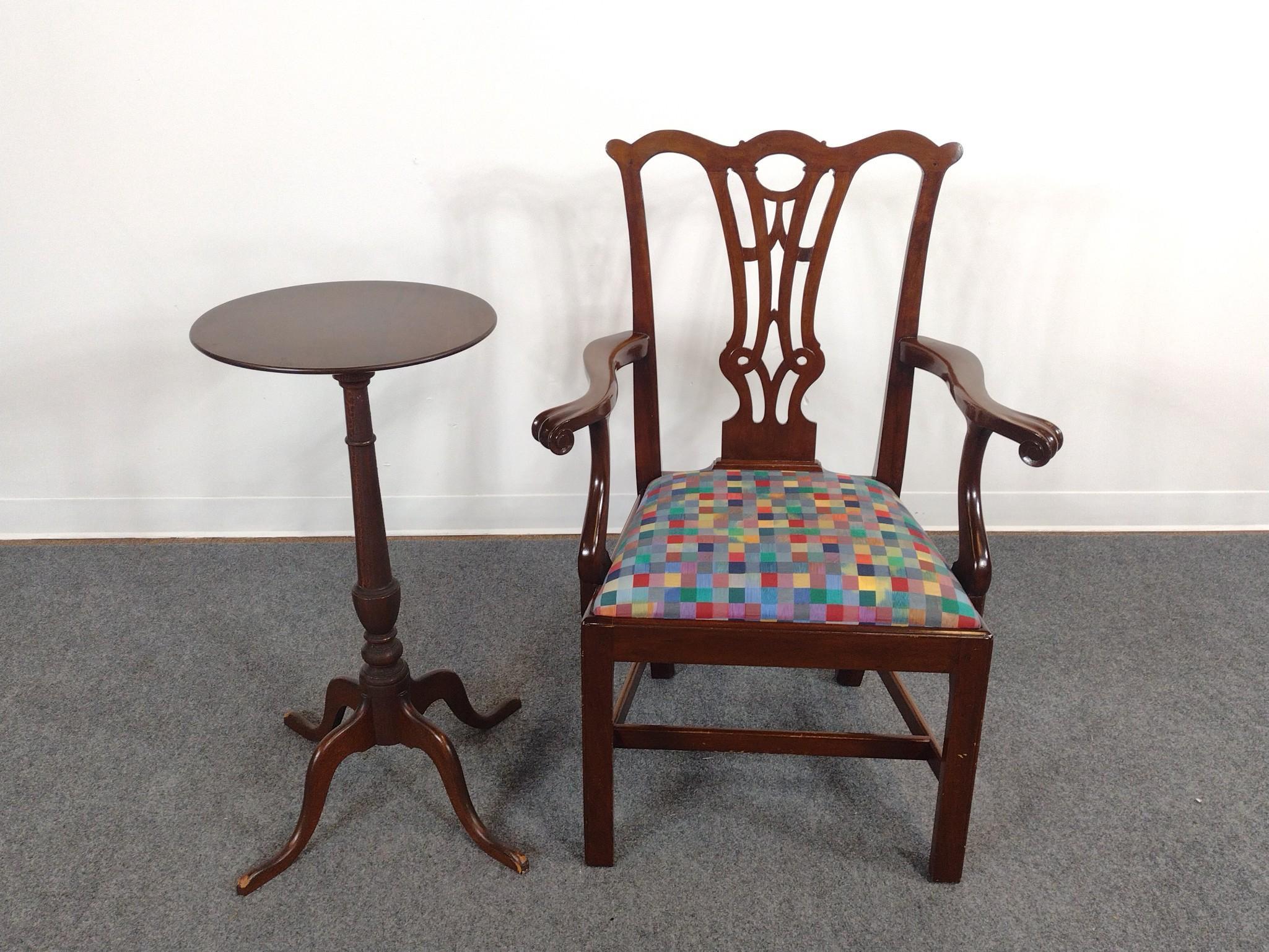 Chippendale Arm Chair & Candle Stand