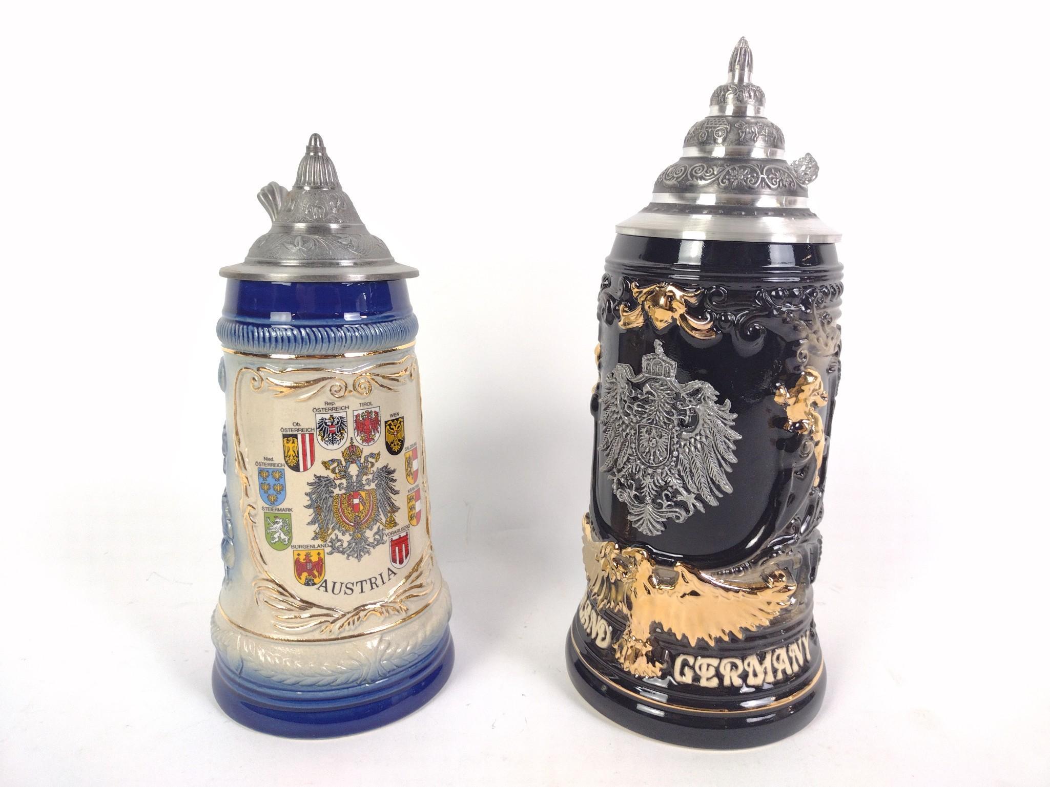 2 German Lidded Beer Steins