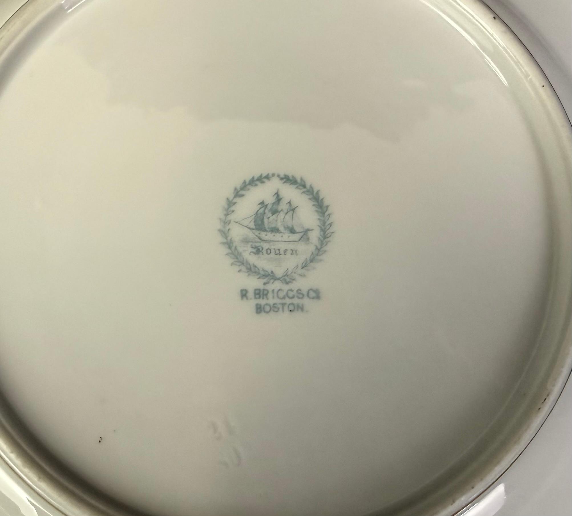 Set of 8 Rouen Hand Painted Peacock Plates