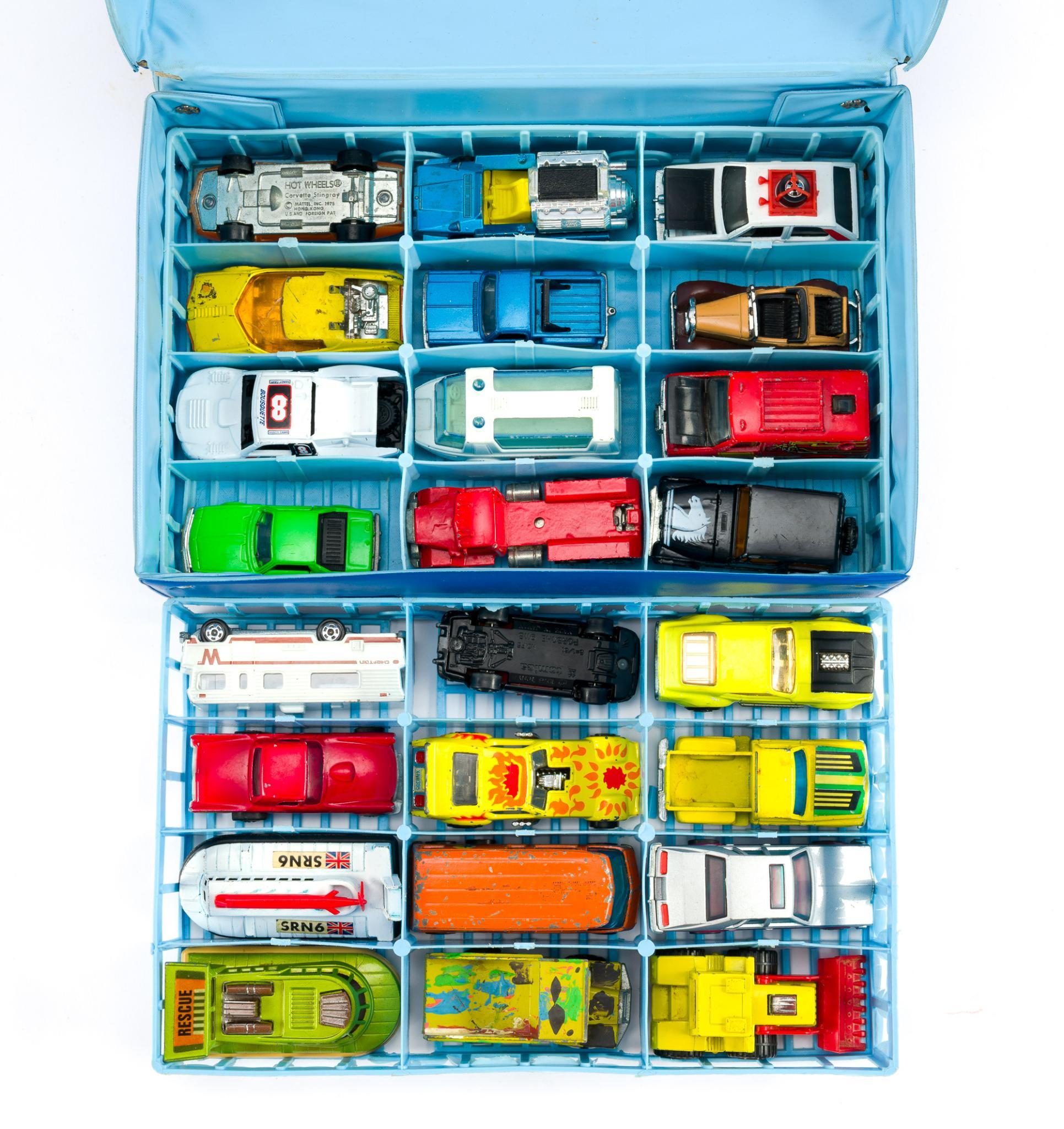 61 Toy Cars with 3 Matchbox Carry Cases