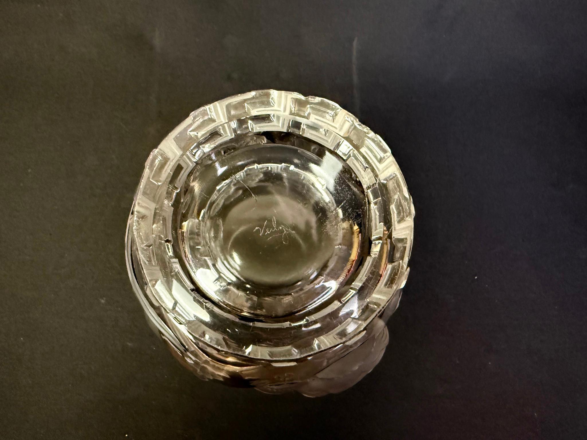 Signed Verlys Chinoiserie Glass Vase