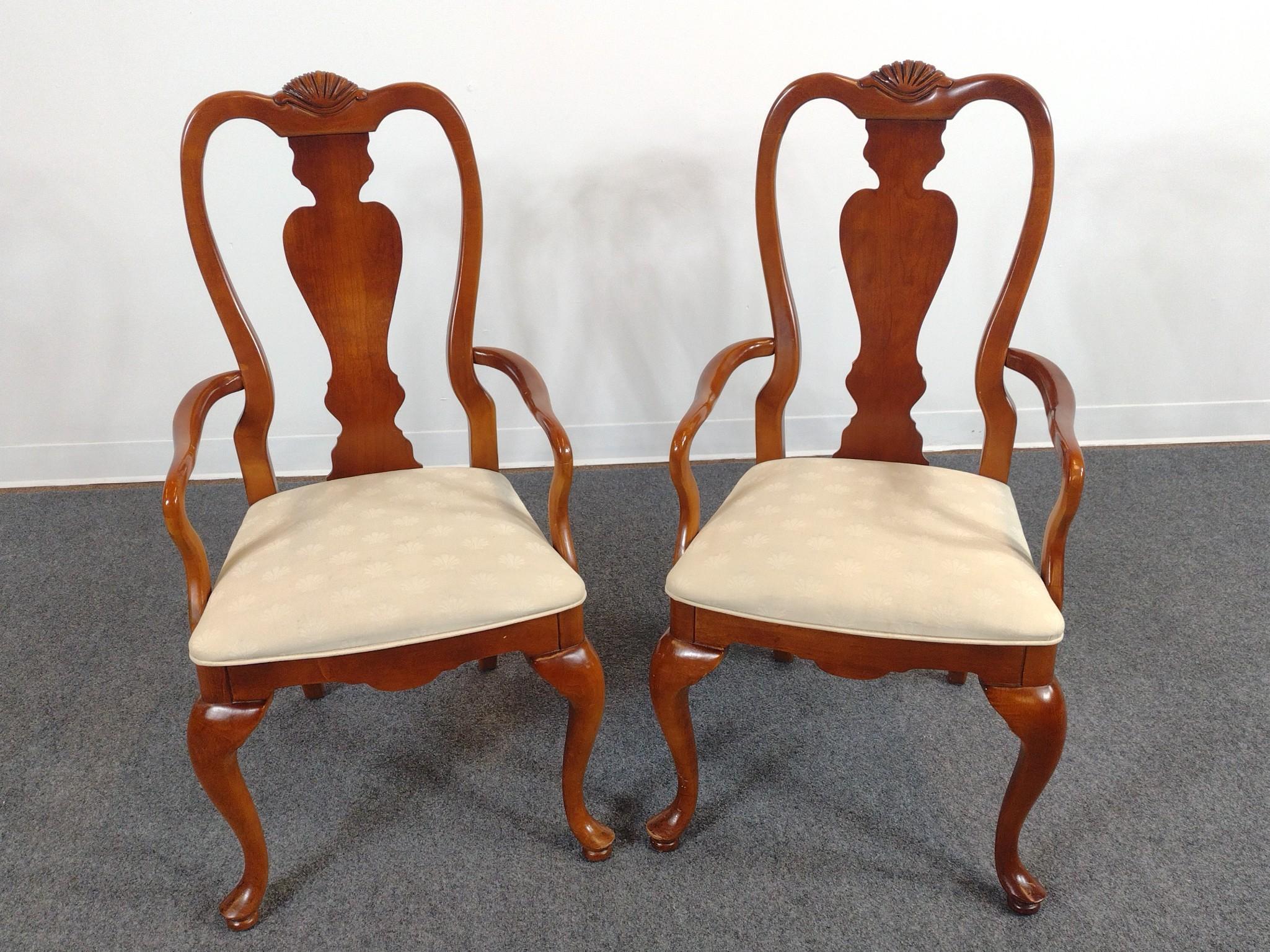 2 Stanley Furniture Queen Anne Revival Armchairs