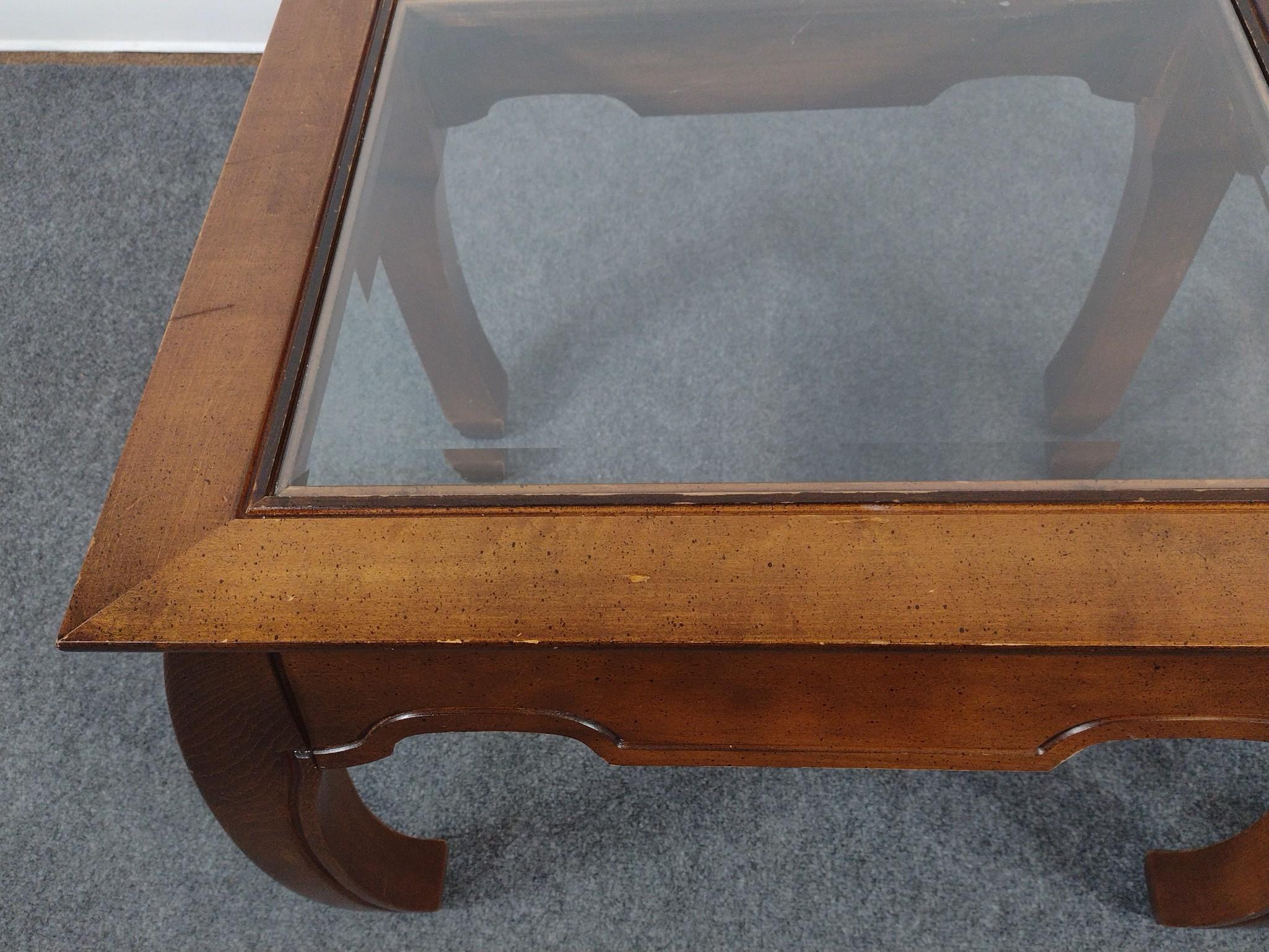 Pair Of Asian Glass Top Tables