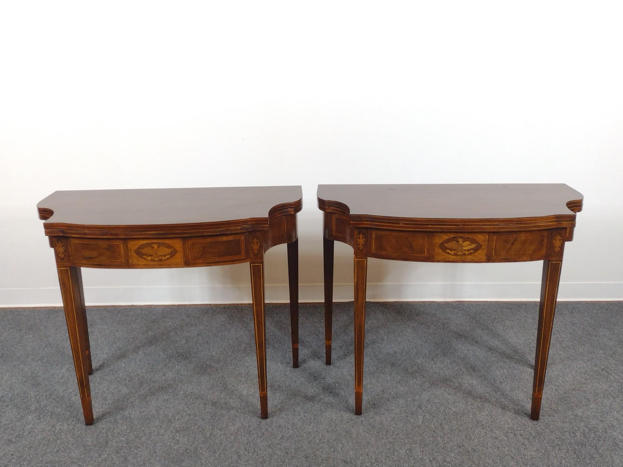 Pair of Baker Furniture Inlaid Game Tables