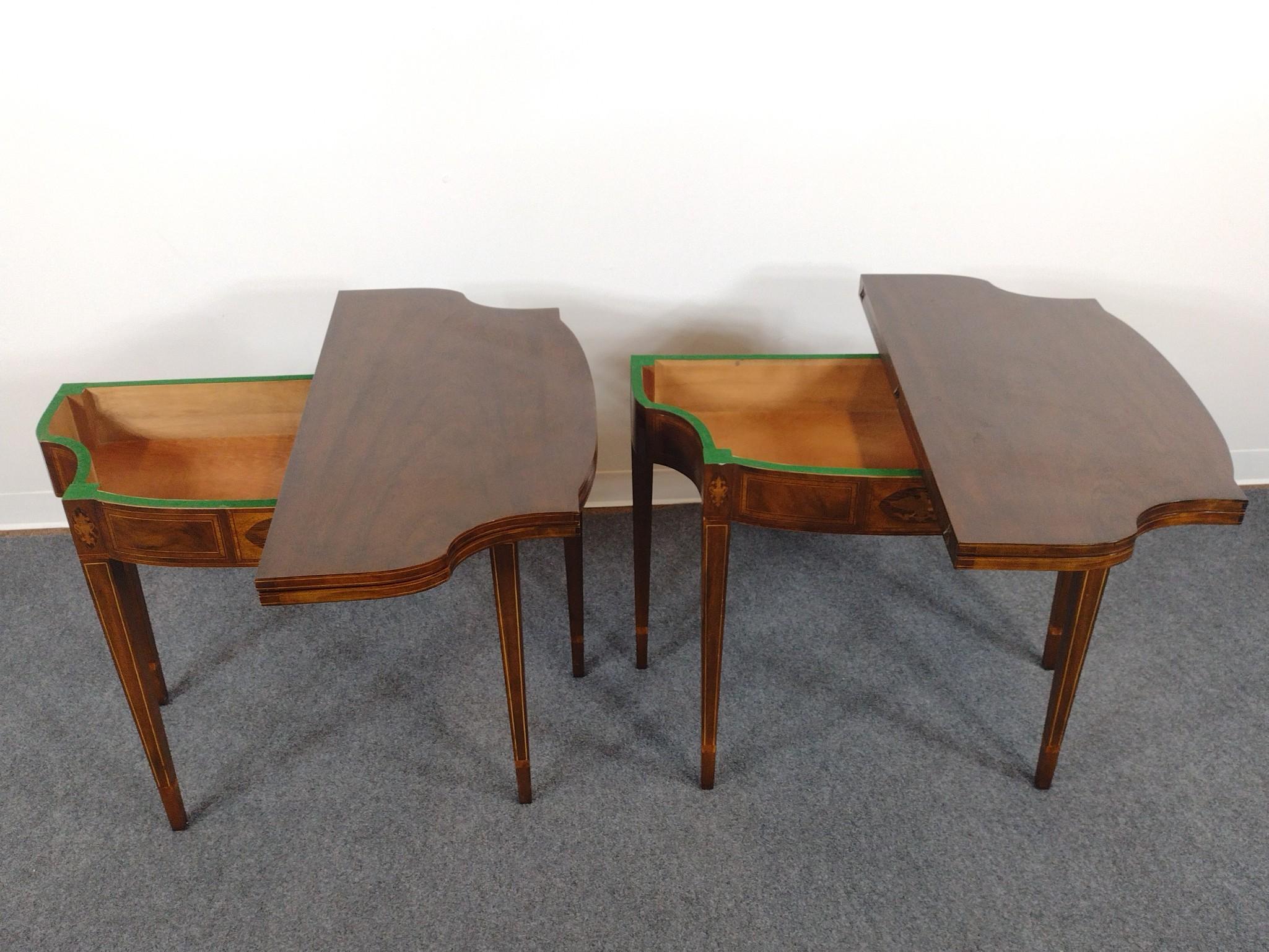 Pair of Baker Furniture Inlaid Game Tables