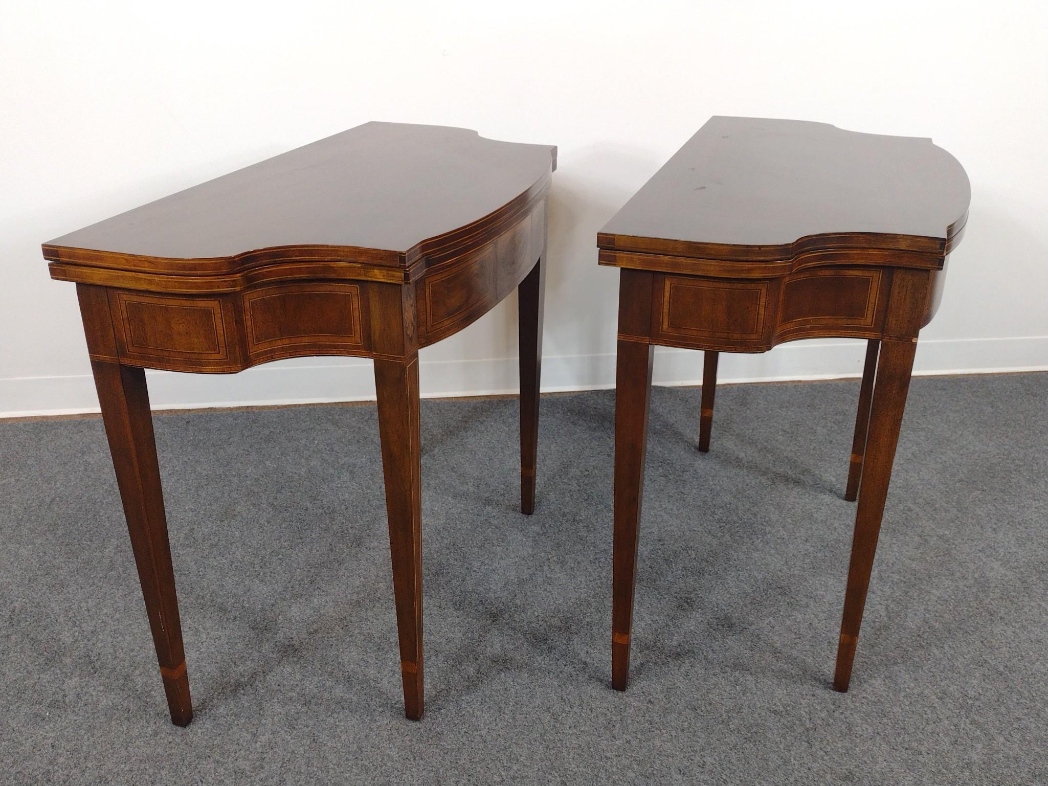 Pair of Baker Furniture Inlaid Game Tables